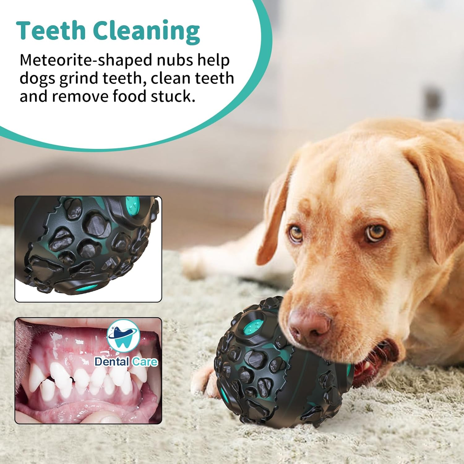 Joybruko Dog Ball for Aggressive Chewers - Interactive Dog Toy Balls Fun Squeaky Sound to Keep Them Busy, Durable for Small Medium Large Breeds, Rubber Pet Chew Toys, as Seen on TV, Black & Lake Blue image number 5