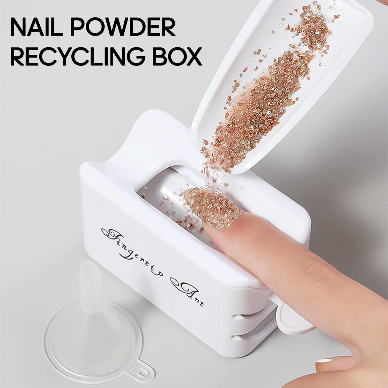 Julycrab Manicure Double-Layer Nail Powder Diamonds Recycling Box Dip Powder Recycling System Portable Dip Powder Container Nail Art Tools image number 4