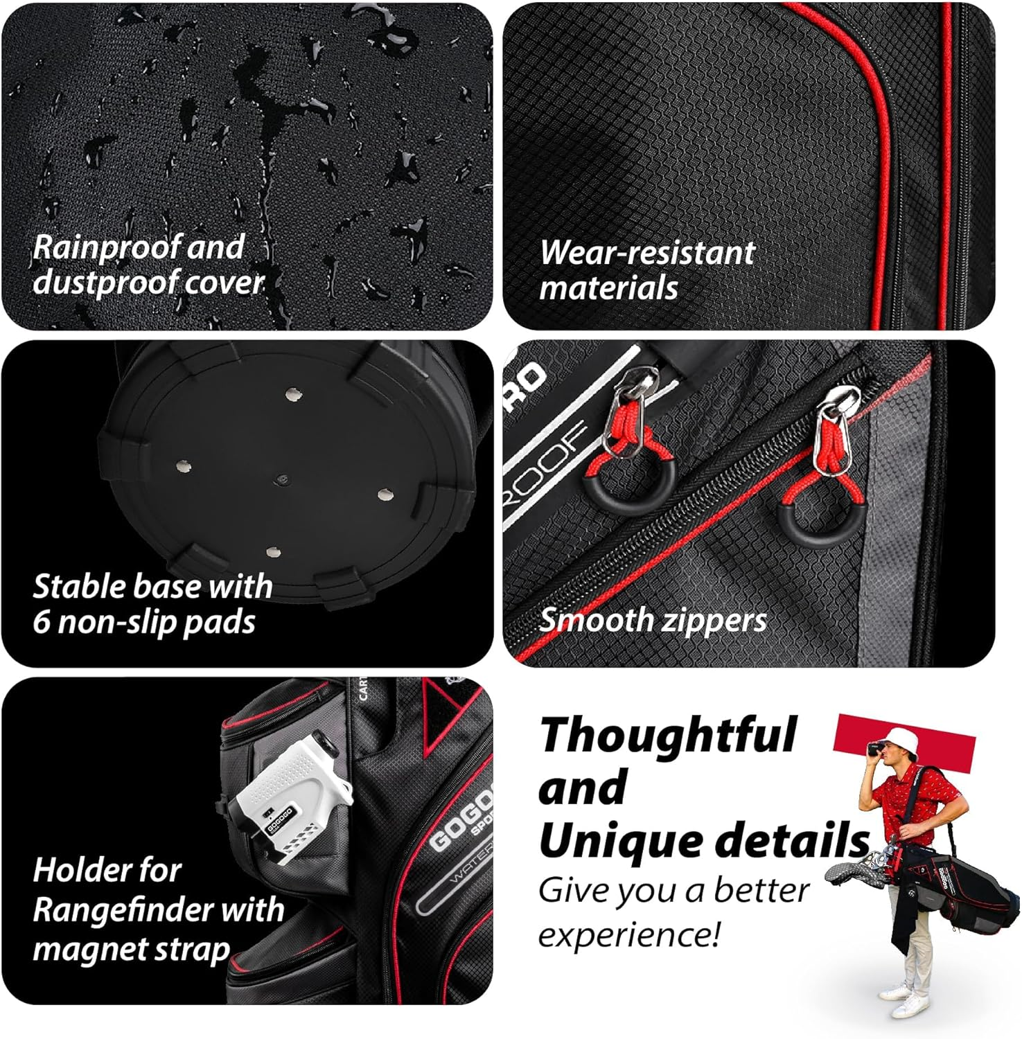 Gogogo Sport Vpro Golf Cart Bag with 14 Way Dividers, 11 Pockets Golf Club Bag, Rain Hood, Insulated Beverage Compartment image number 4