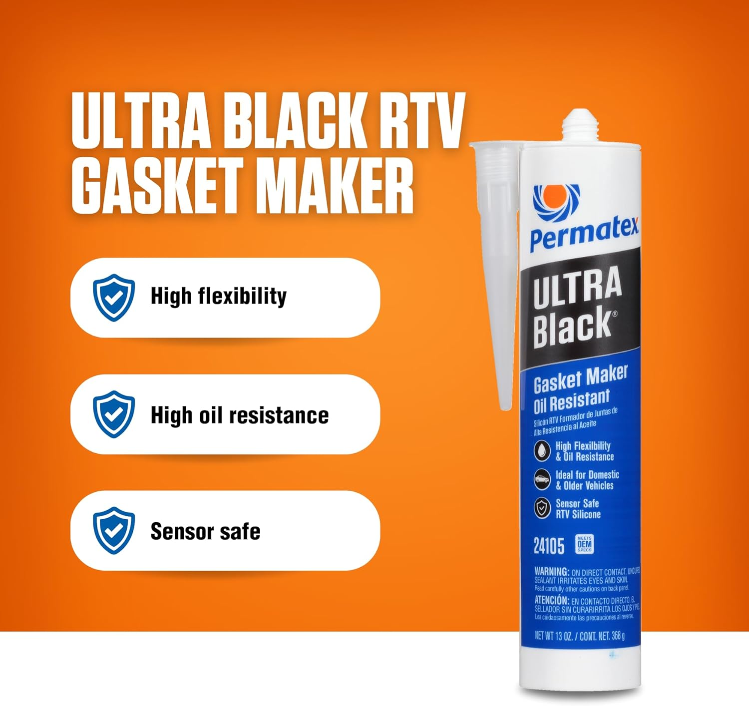 Permatex 24105 Ultra Black Oil Resistant Gasket Maker, 300 Ml image number 5