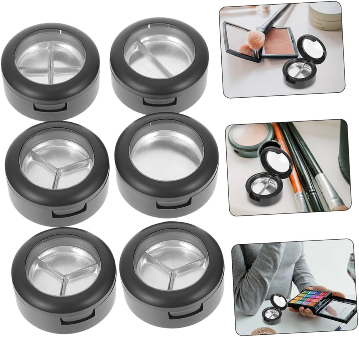 WRITWAA 6Pcs Eye Shadow Box Highlighter Tray Empty Eyeshadow Cases for Makeup Organizer Box for Storing Blush Lipstick for Travel Makeup image number 4