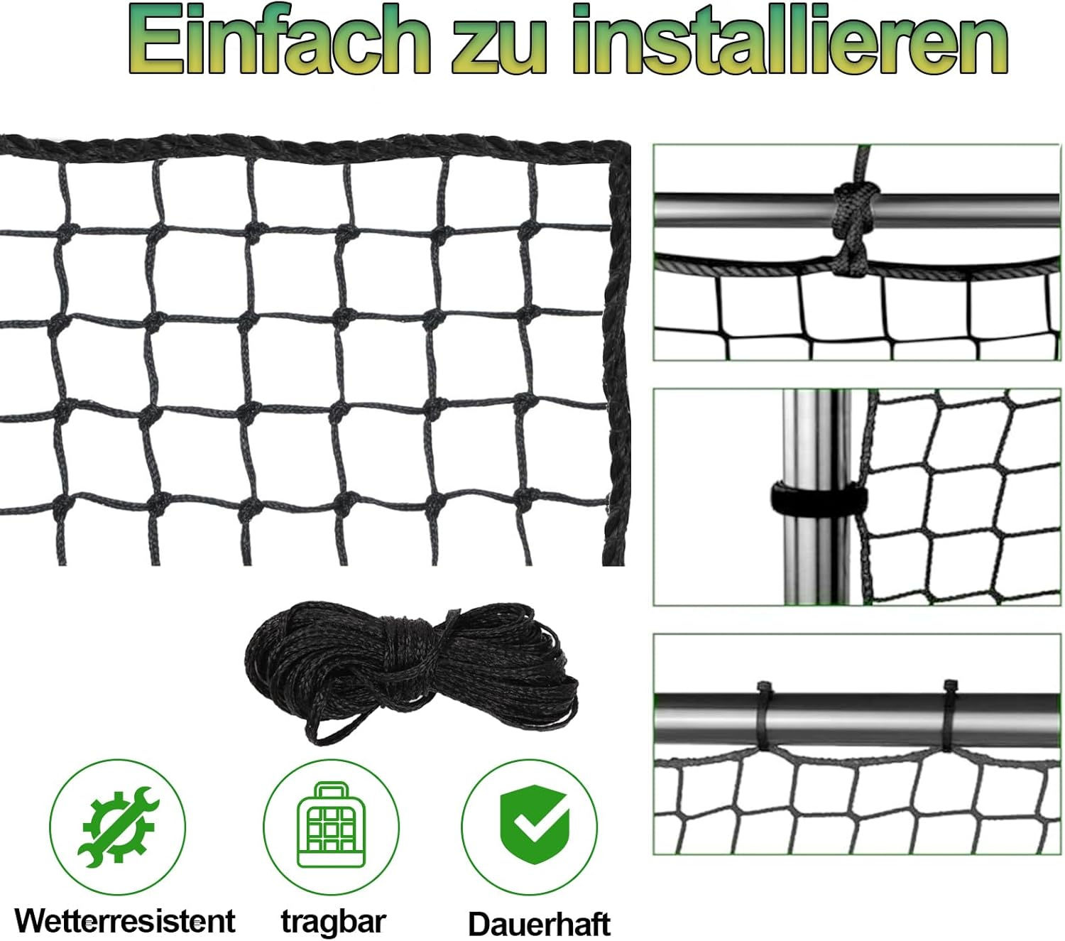 Hanlintk Golf Net, Golf Practice Net (Net Only), 3 X 6 M, Heavy Duty Nylon Golf Impact Net for Golf, Baseball, Hockey image number 6