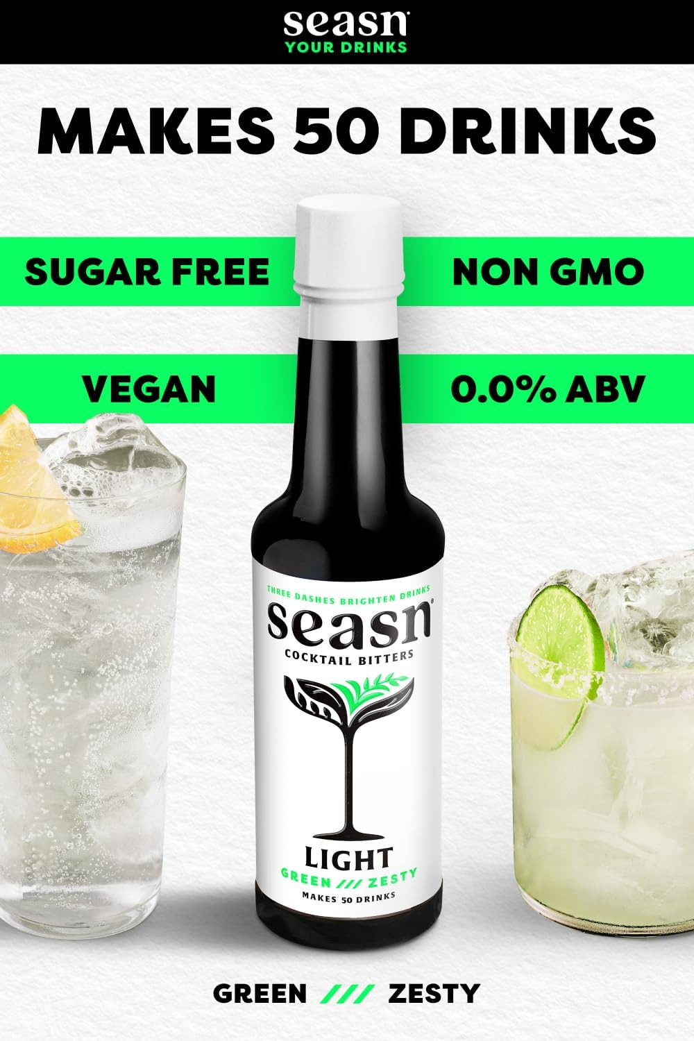 Seasn LIGHT Non Alcoholic Cocktail Bitters &ndash; Zesty & Citrus Bitters with Lime, Grapefruit Peel & Sea Salt &ndash; Vegan, Sugar Free Mixer for Cocktails & Mocktails &ndash; 150 Ml image number 5