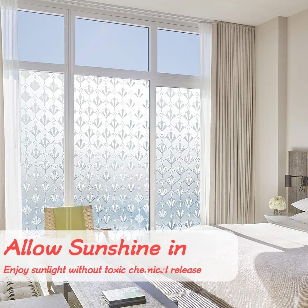 Honwor Frosted Glass Film - Privacy Window Sticker | Sun Blocking, Removable & Reusable | Decorative Static Cling Film for Home, Kitchen, Living Room | 60X100Cm image number 6