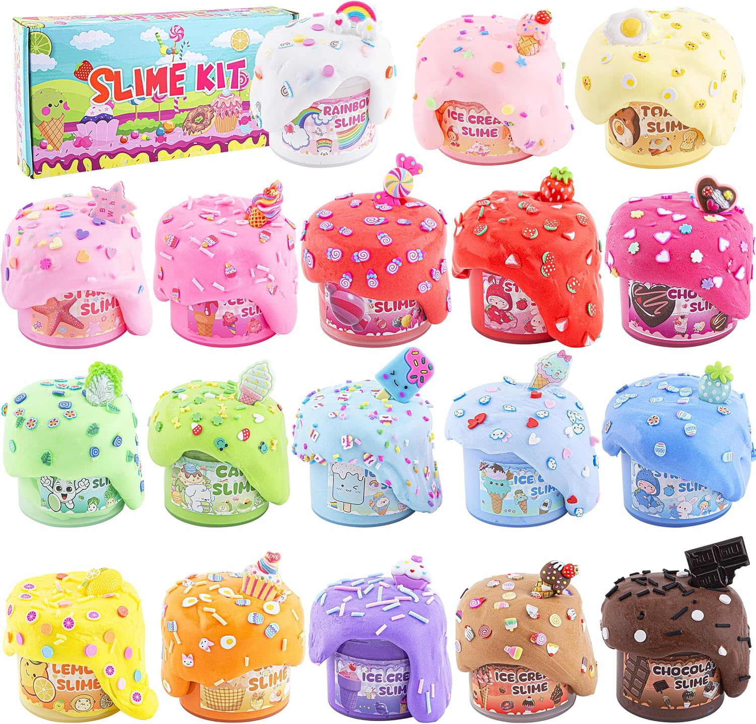 Big Butter Slime Kit, Includes 18 X 60Ml Butter Slime & 36 Packs Slime Add Ins, Slime for Kids Party Favors, Non Stick Scented Slime Kit Toys Birthday Halloween Christmas image number 4