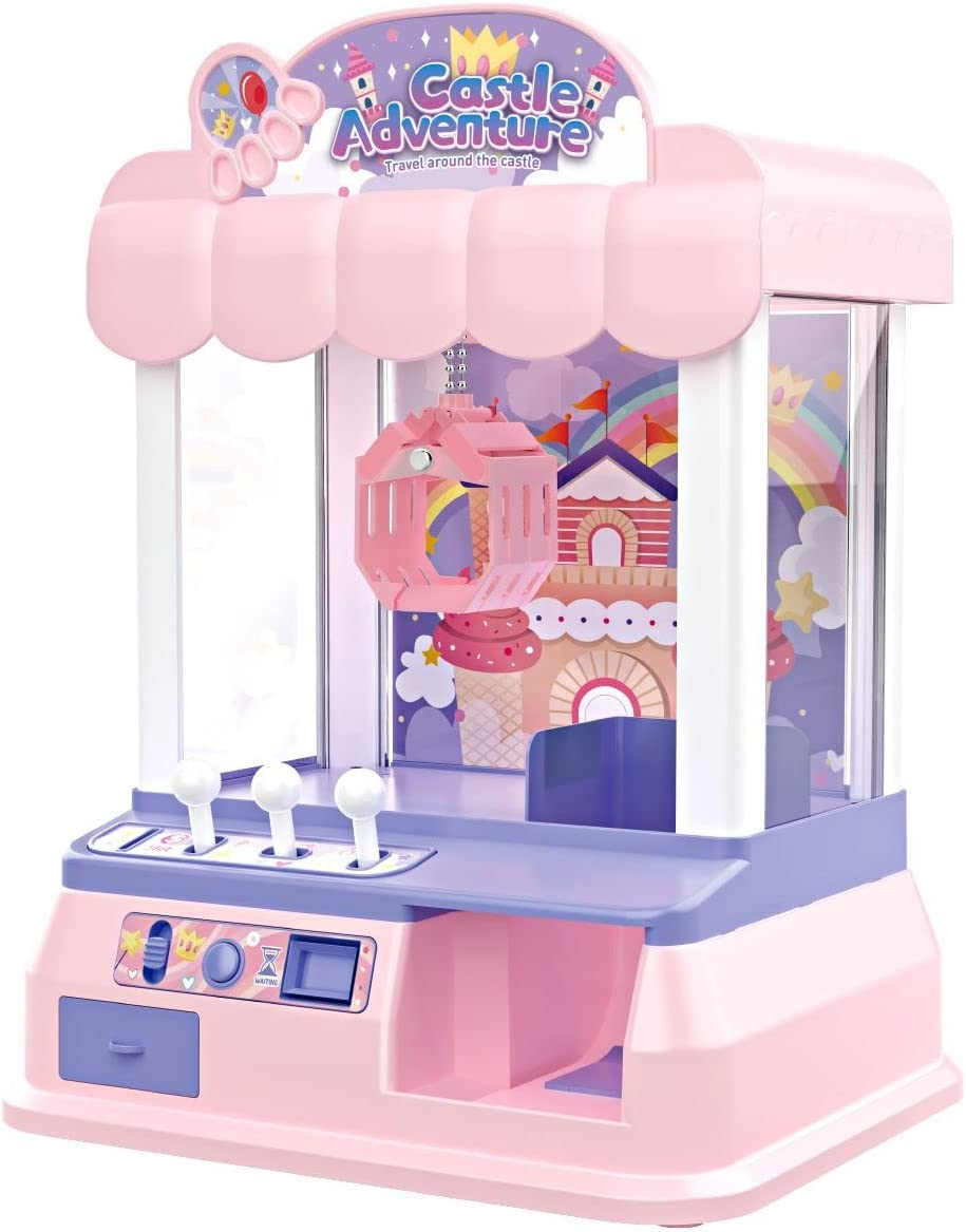 Kidbot Mini Claw Machine Kids Toy Candy Grabber Carnival Prize Claw Machine W/Led Lights & Sound Effects,Birthday,Pink image number 5