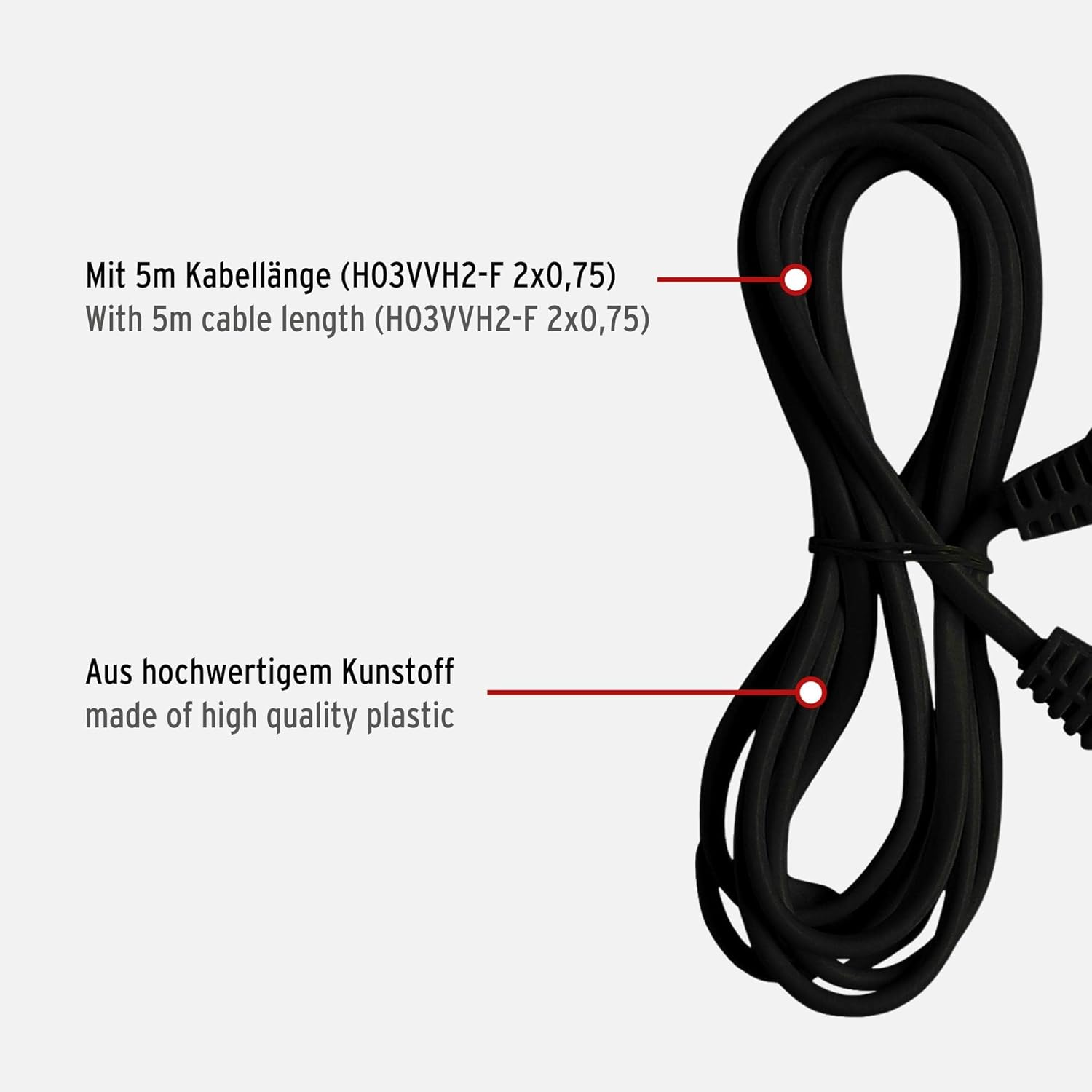 Brennenstuhl Plastic Extension Cable for Indoor Use, 5 M Cable, with Euro Plug and Coupling, Black image number 6