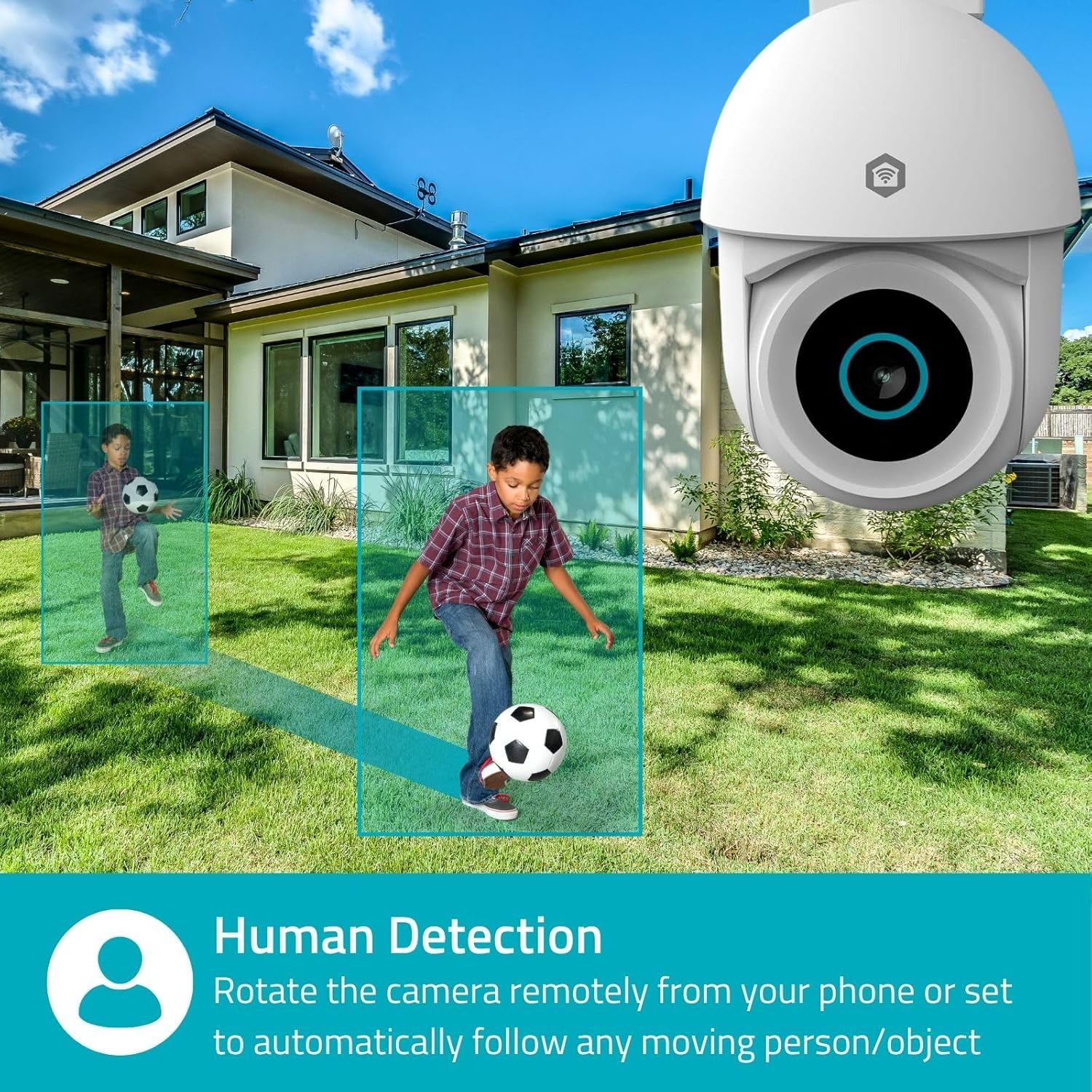NEDIS Smart Wi-Fi Outdoor Security Camera, Full HD 1296P, Floodlight & Colour Night Vision, Pan/Tilt, Motion Detection, Auto-Tracking, Human Detection, 2-Way Audio - White image number 2