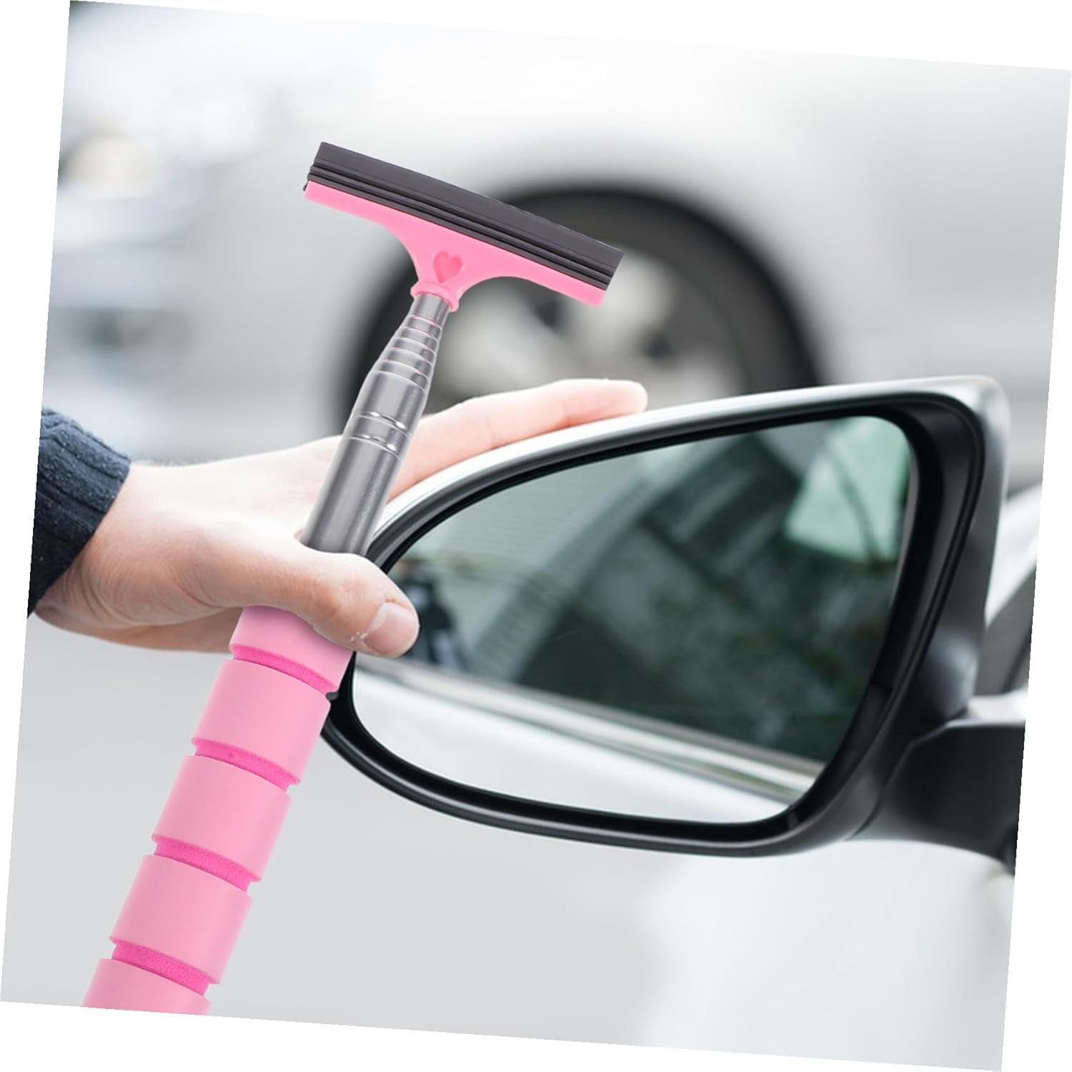 UTHCLO Car Rearview Mirror Cleaner Tool Extendable 21.5-96Cm Pink Windshield Wiper Brush Multi-Functional Car Cleaning Kit for Rainproof Auto Glass Maintenance image number 6