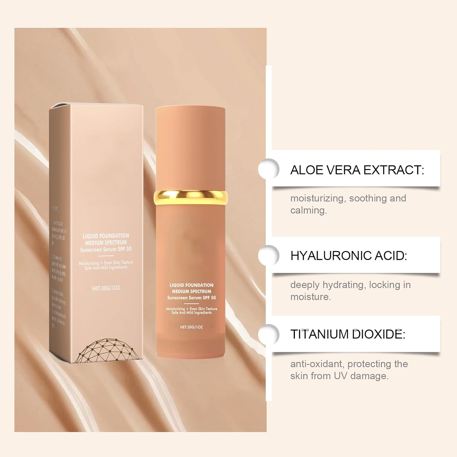 Herbs Boat 4-In-1 Color Changing Foundation, Medium Spectrum Foundation Makeup, Full Coverage Concealer Color Changing Foundation, Long-Lasting & Waterproof for All Skin (1Pcs) image number 5