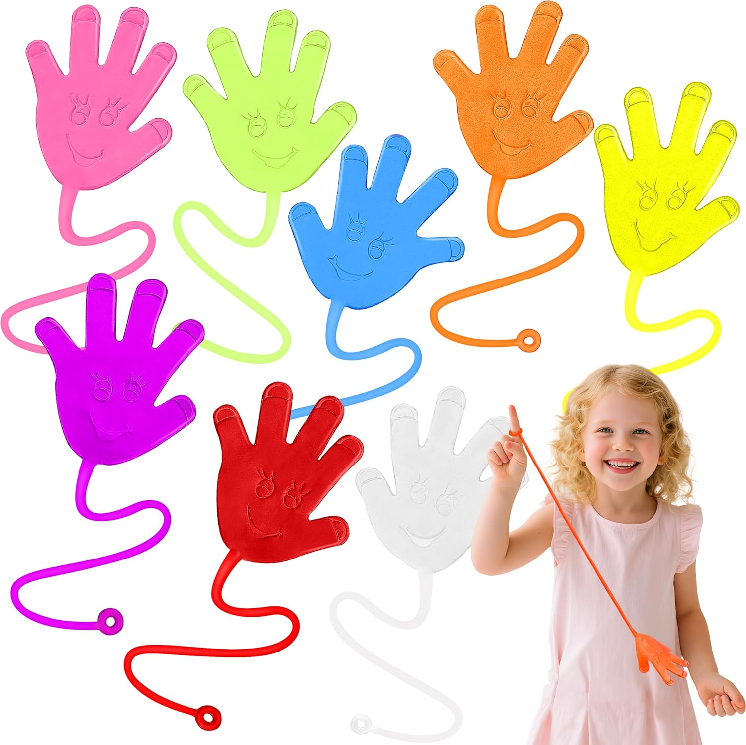 JOYIN Large 24Pcs Glitter Sticky Hands Party Favors, Party Table Favors Set for Kids, Holiday Traditions, Classroom Treasure Box Carnival Prizes Bulk Pinata Stuff Toys