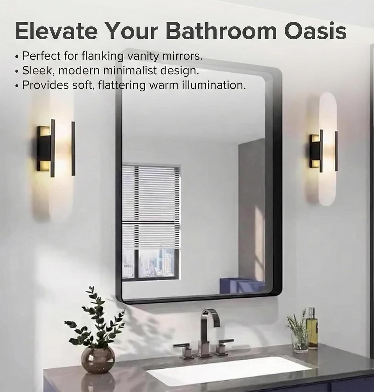 Natural Alabaster Wall Sconce Set of 2 &ndash; Modern Marble Wall Lamp for Bedroom, Bathroom Vanity, Living Room, Hallway & Staircase &ndash; Stone Alabaster Lamp Lighting Fixture(Gold,35Cm) image number 6