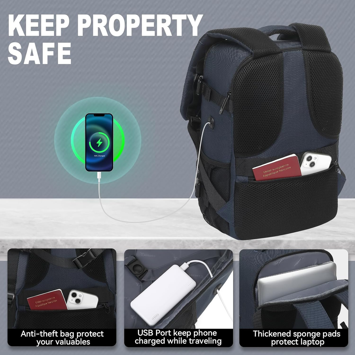 Yankony for Ryanair Cabin Bags 40X20X25 Underseat Cabin Bag, Small Travel Backpack Cabin Size Carry on Hand Luggage Bag for Airplanes, Multiple Pockets Comfort Rucksack 20L for Men and Women image number 4