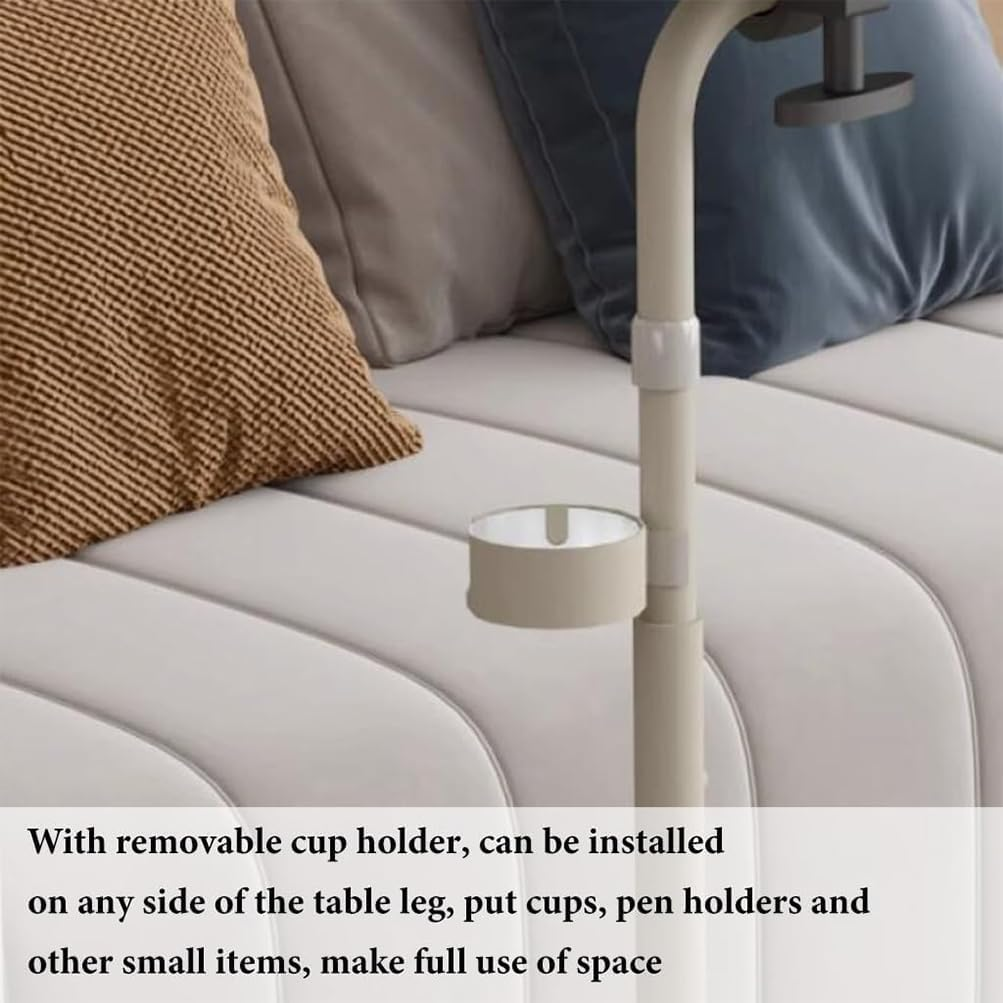 HPAMR Folding Liftable Computer Desk Mobile Standing Desk, Portable Adjustable Height Laptop Table with Cup Holder, Bedside Table, TV Tray Computer Workstation Sofa Bed Table for Home Office Desktop image number 4