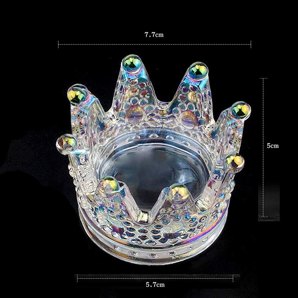 1Pc 2 in 1 Crown Shape Nail Art Dappen Dish & Nail Pen Holder, Glass Nail Art Acrylic Liquid Powder Dapping Dish Crystal Cup Bowl Glassware Tool for Nail Art, Clear image number 1