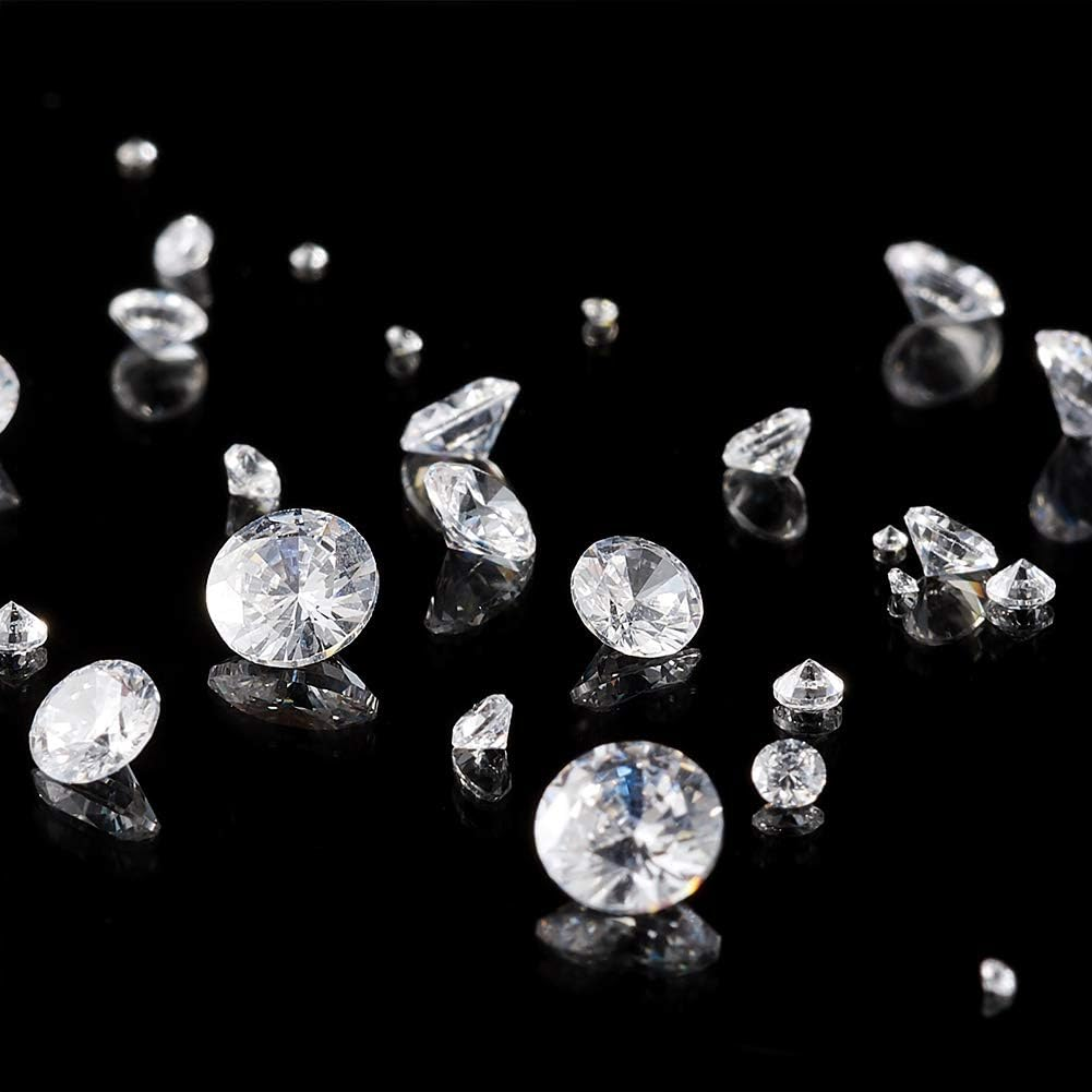 Crafans 50 Pieces Crystal Zirconia Cabochons Clear Faceted Diamond Cabochons Embellishment Loose CZ Rhinestones 5 Sizes Crystal Diamonds Bulk Pack for DIY Nail Decoration Art Earrings, Glass image number 6