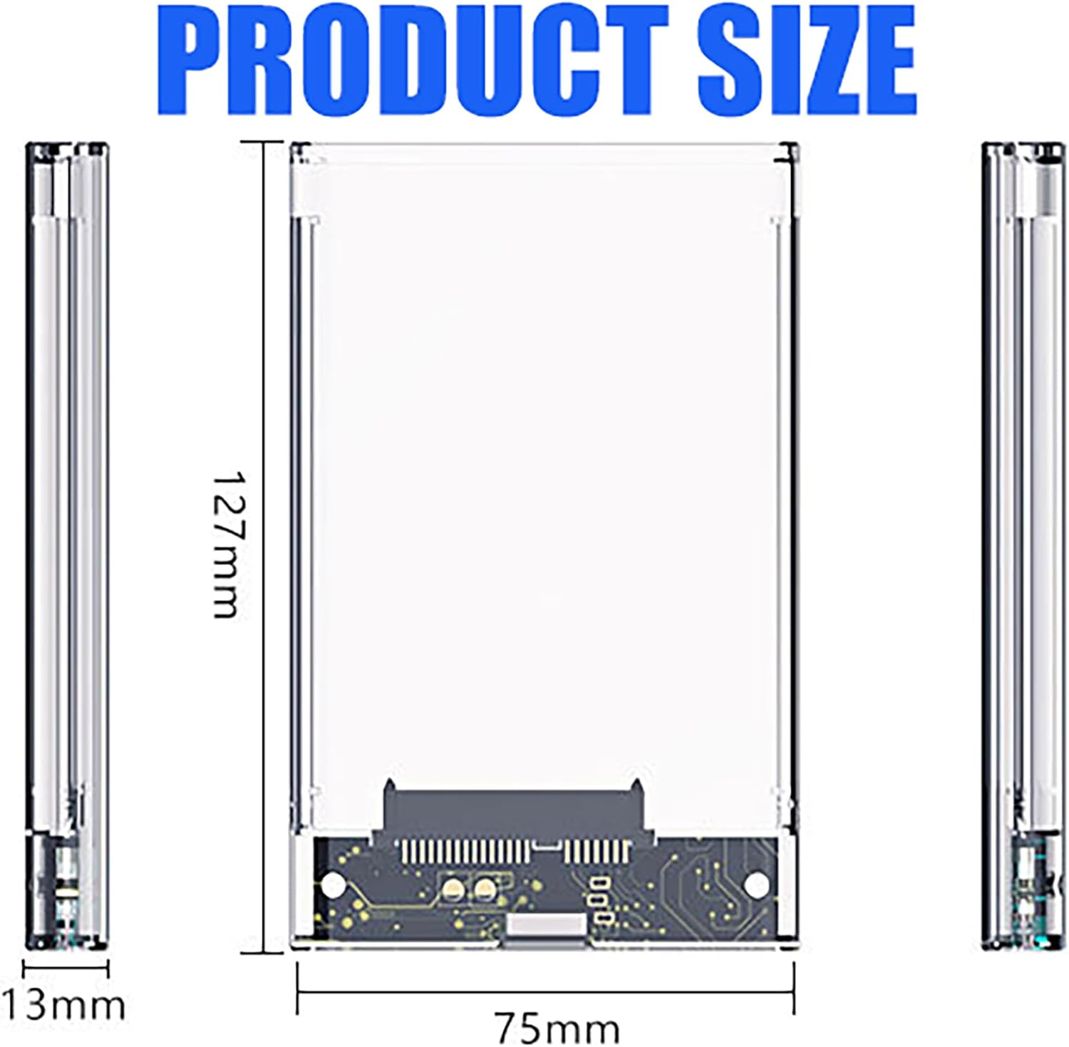 Tunghey 2Pack 2.5'' External Hard Drive Enclosure USB 3.0 to SATA III Tool Free Clear External Hard Drive Case for 7Mm/9.5Mm 2.5 Inch SSD HDD with UA-SP (Black and Gray) image number 1