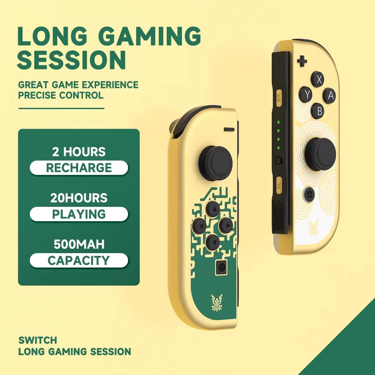YKASEK Joy Cons for Switch Controllers, Wireless Replacement Joycons, Left and Right Controllers Joycon Support Sports Dual Vibration/Wake-Up/Motion Control (Gold image number 6