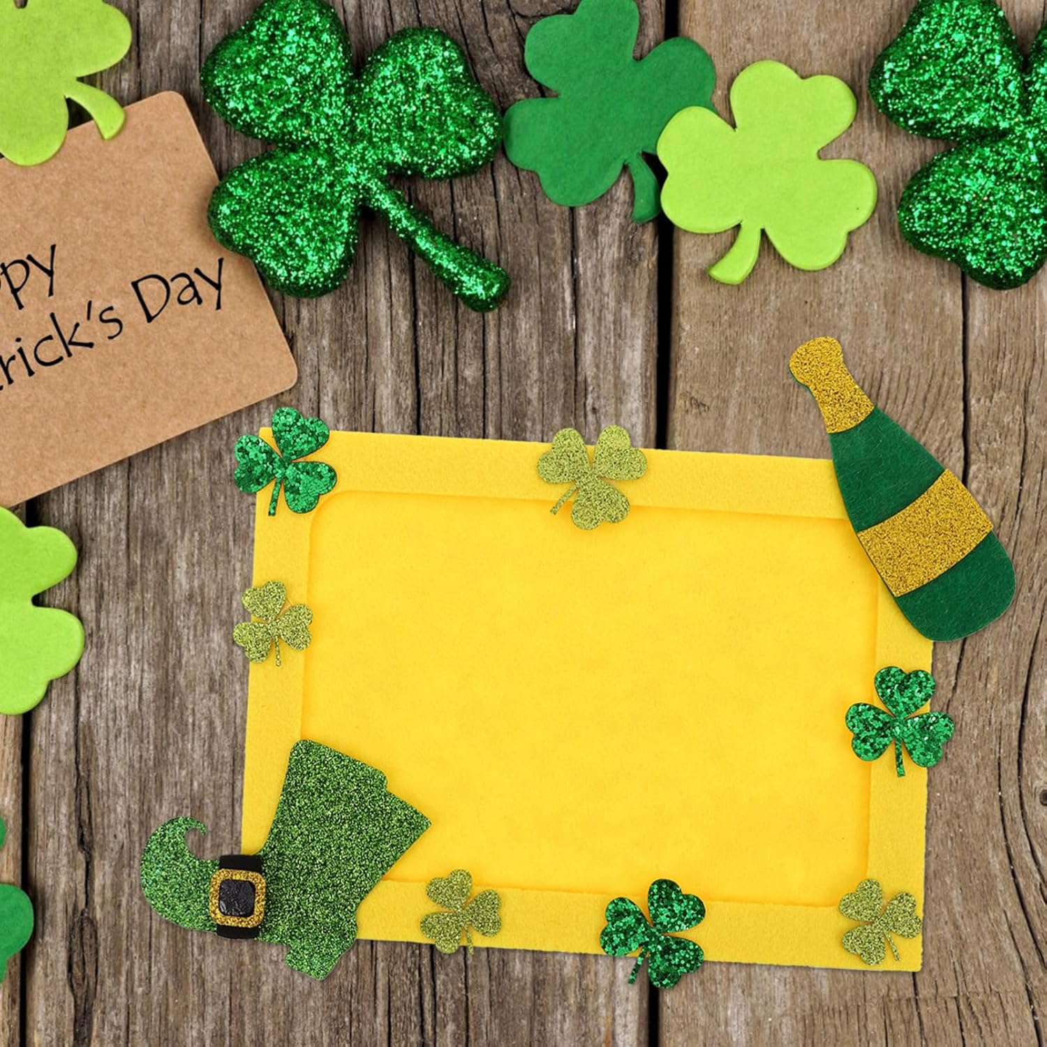 Abaodam Diy Photo Frame Shamrock Design St Patrick'S Day Decor Versatile Craft Picture Holder for Home Office