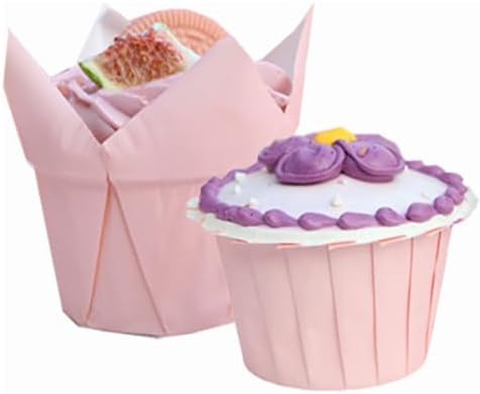 100-Piece Tulip Cupcake Liners | Greaseproof Muffin Cups for Baking Cakes, Weddings, Birthdays, Parties image number 5