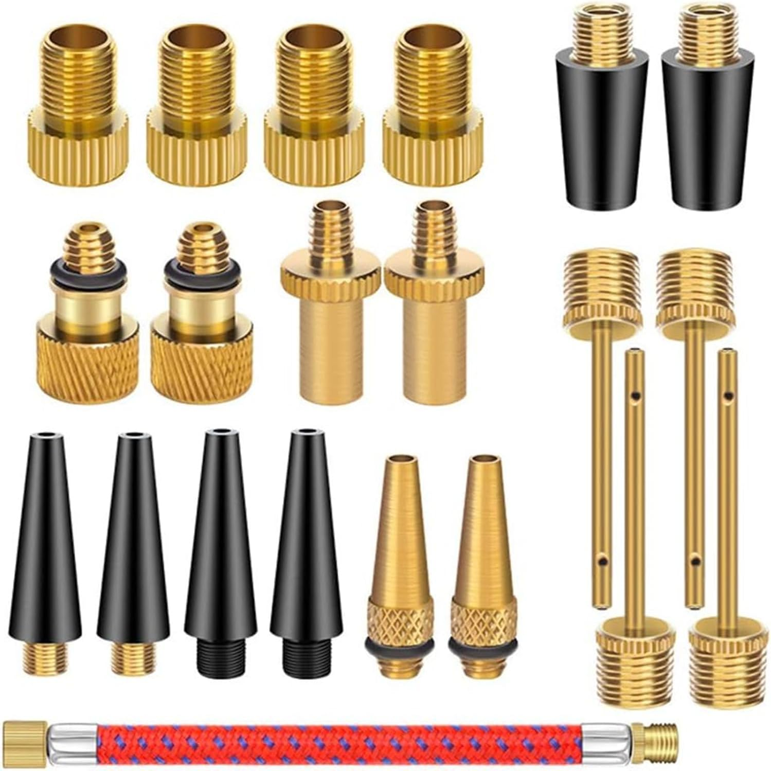 21PCS Brass Presta Schrader Valve Adapter Tools, Ball Pump Needle, Bike Tire Valve Pump Adapters, Pump Tools, Presta Valve Adapter Bike Pump Accessories Fit for Bike Gym Balloon Toy Pump image number 3