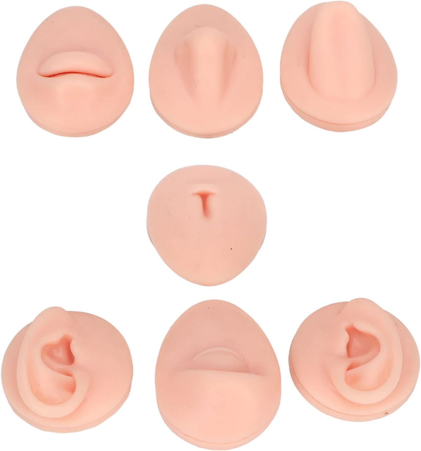 7Pcs Silicone Body Model, Simulation Penetrating Ear Nose Mouth Tongue and Belly Button Teaching Tool image number 1