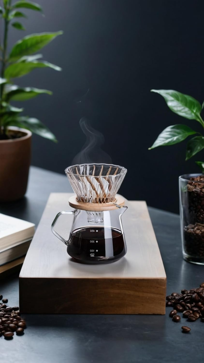 Juice Ly Every Time with 600M Glass Drip Coffee Maker Coffee Pot , Easy Pour, Dishwasher Safe, Includes Filter image number 5