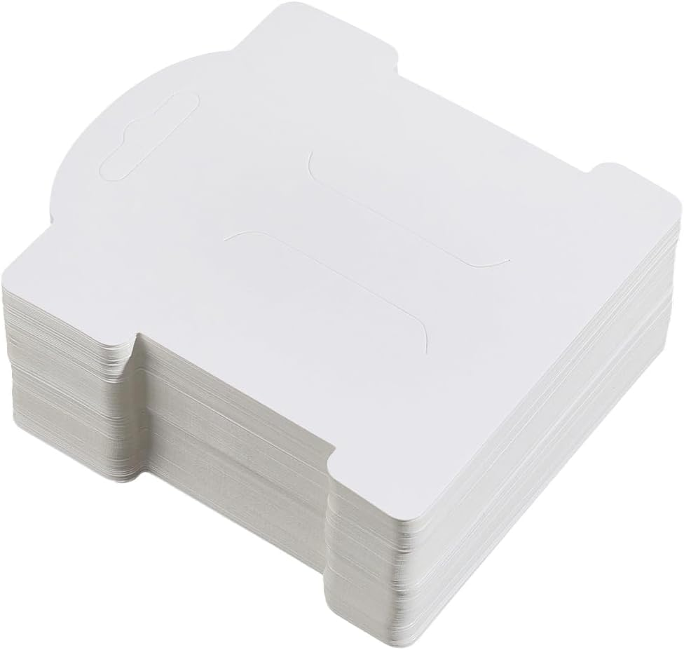 SOFPLATE 1 Box 100Pcs White Hair Clip Display Cards Headband Display Cards 3.5 X 3.1 Inch Barrette Bow Holder Hair Accessories for Bobby Pins Claw Clips Jewellery Organisation Storage Small Business image number 5