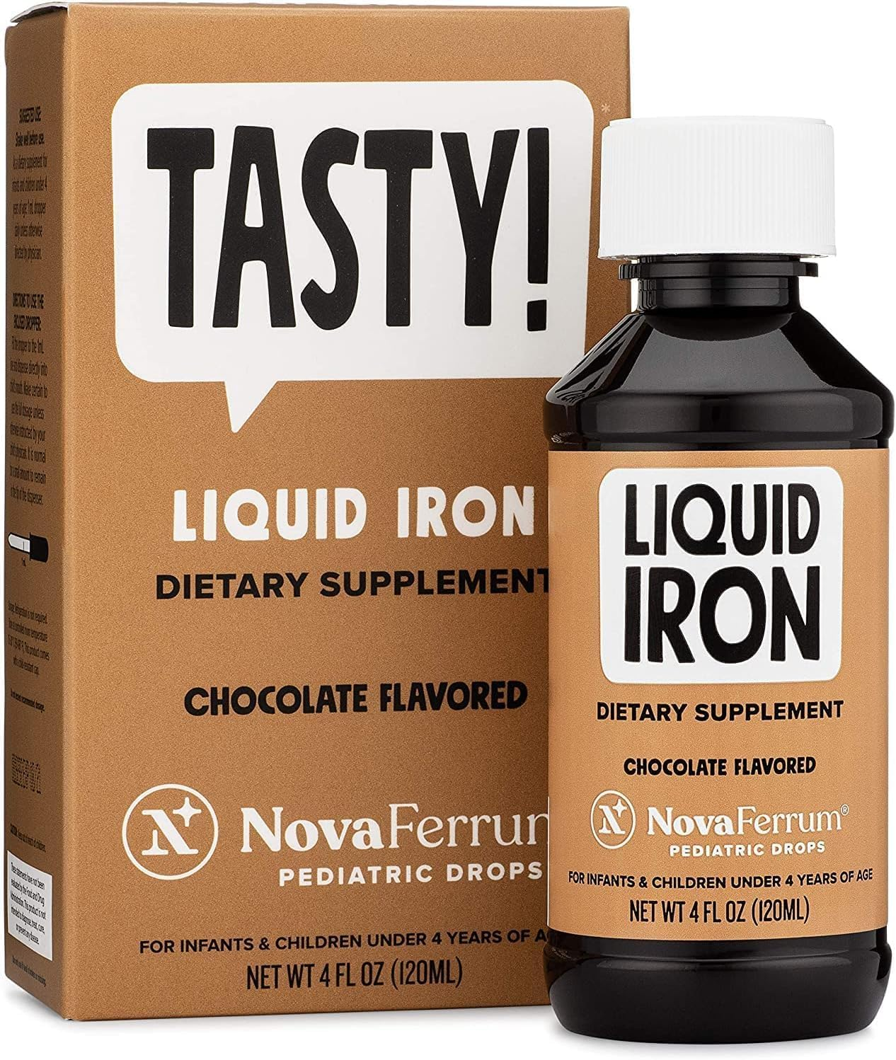 Novaferrum Tasty | Pediatric Drops Liquid Iron Supplement for Infants, Toddlers & Kids | 15Mg of Iron per 1Ml Dose | Ages 4 & under | Gluten Free | Sugar Free | Chocolate Flavored | 120 Servings image number 3