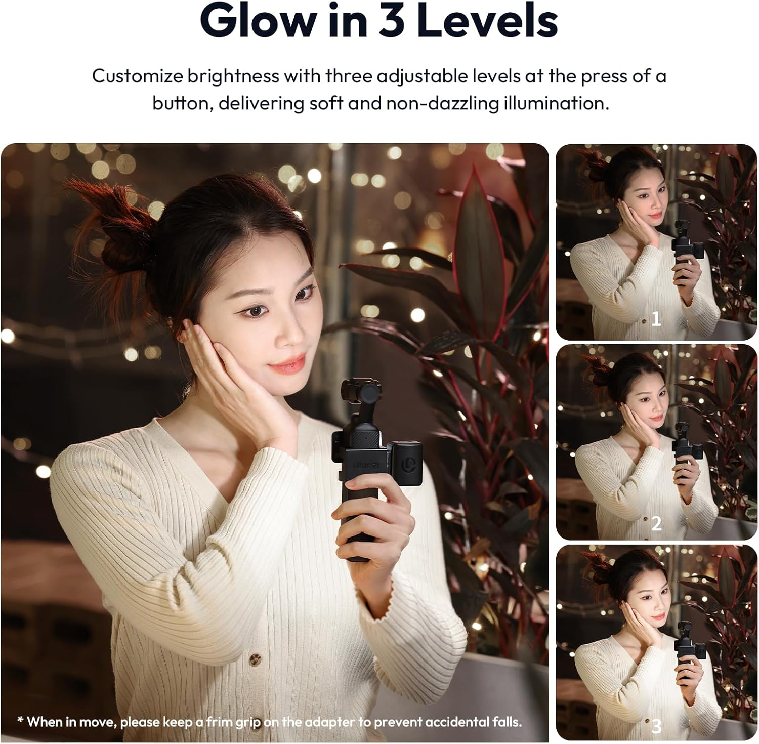 ULANZI LM001 Magnetic Mini LED Action Camera Video Light for DJI Osmo Pocket 3 4, 580OK, CRI &ge;95, IPX4 Water Resistance, Brightness 3 Levels Adjustable image number 4