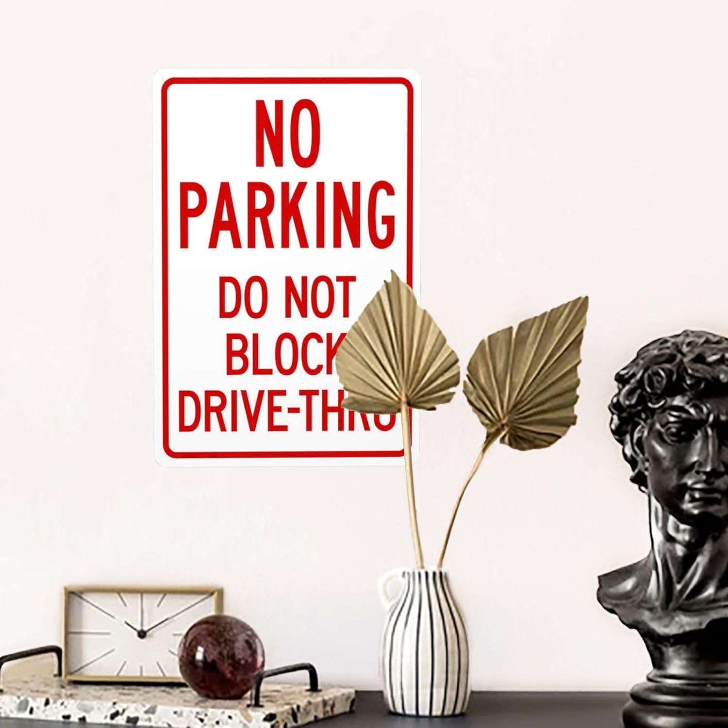 Do Not Block Drive-Thru Sign Metal Signs, Cautions Security Tin Sign, Parking Lot Safety Warning Posted Signs, Perfect for Street Business and Home Wall Decor 8 X 12 Inch