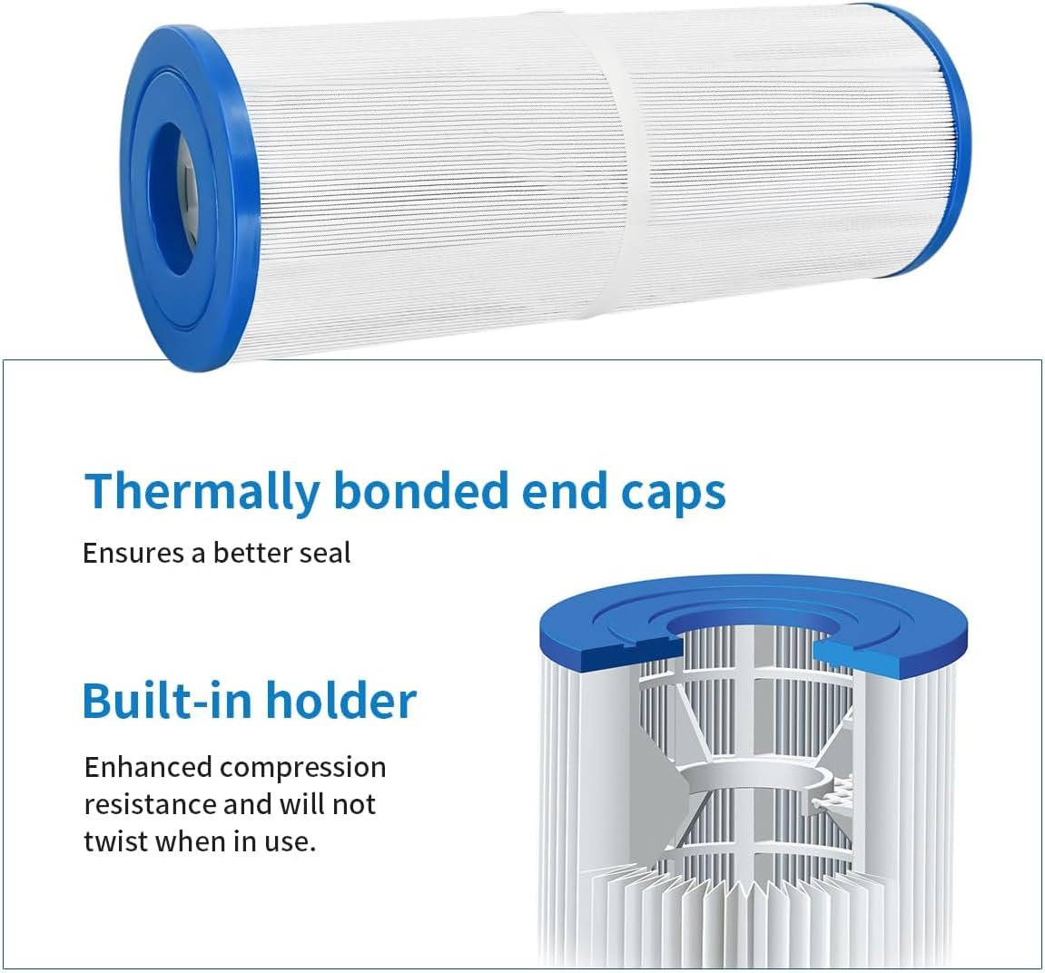 Wuyan 2Pcs Replacement Spa Filter Compatible with Pleatco PRB50-IN,373045, 03FIL1600,C-4950,J210/J220/J235/ J245/J275,5X13 Hot Tub Filter