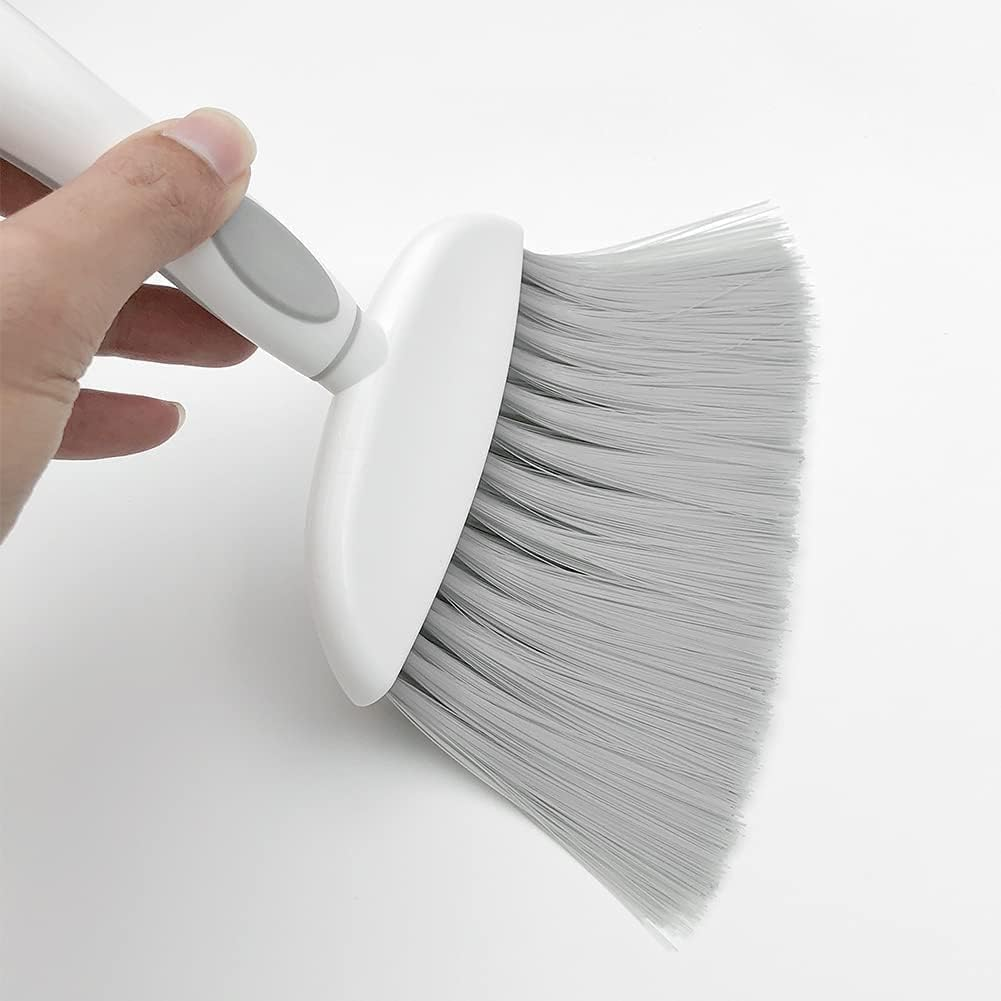 Mini Broom and Dustpan Set for Desk, Home, Kitchen Necessities - Small Brush Set with Whisk Broom (Gray)