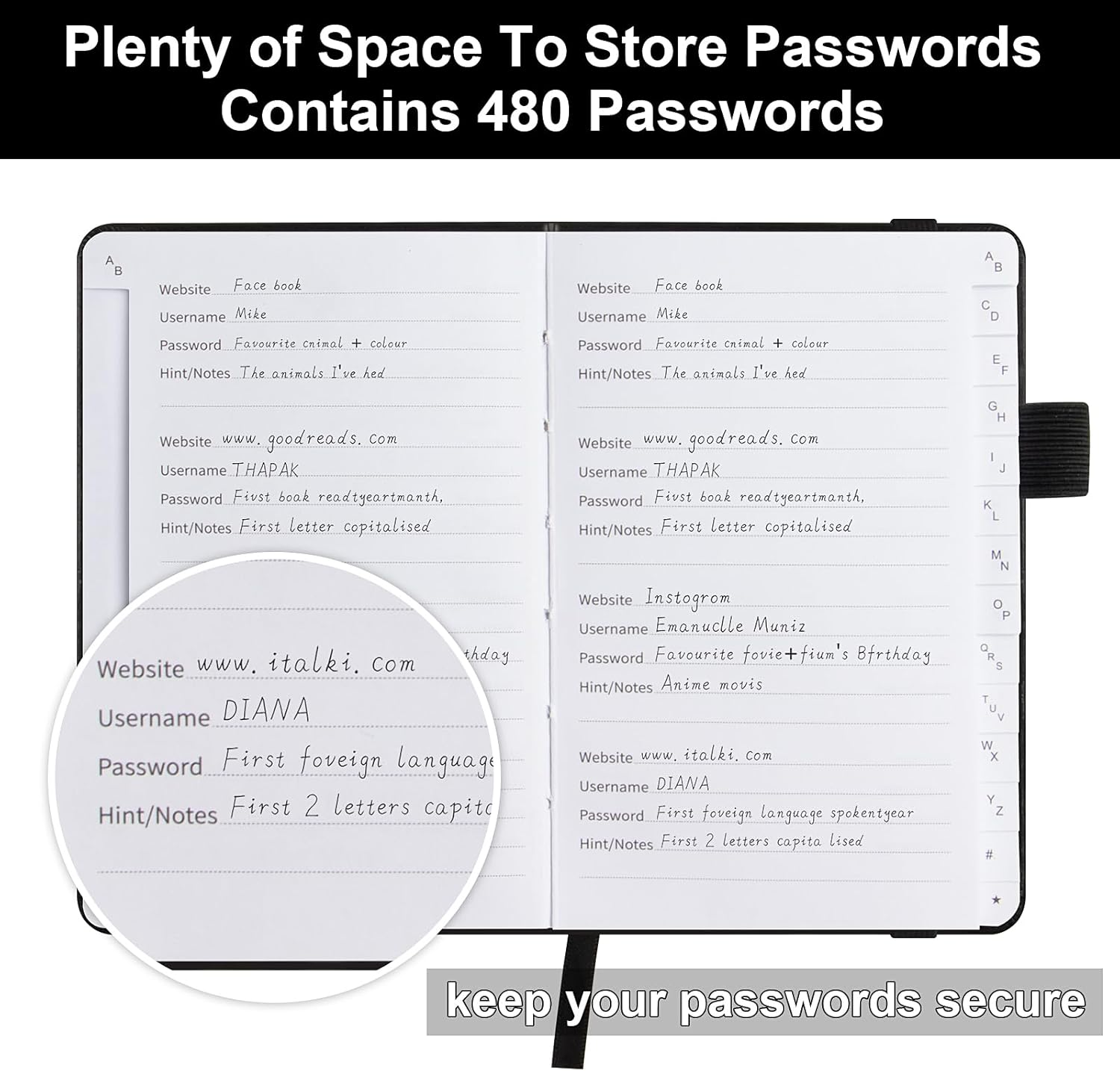 A6 Password Book Alphabetical with Tabs, Password Book for Seniors, Password Keeper Book for Computer and Website Login(Rose Gold) image number 1