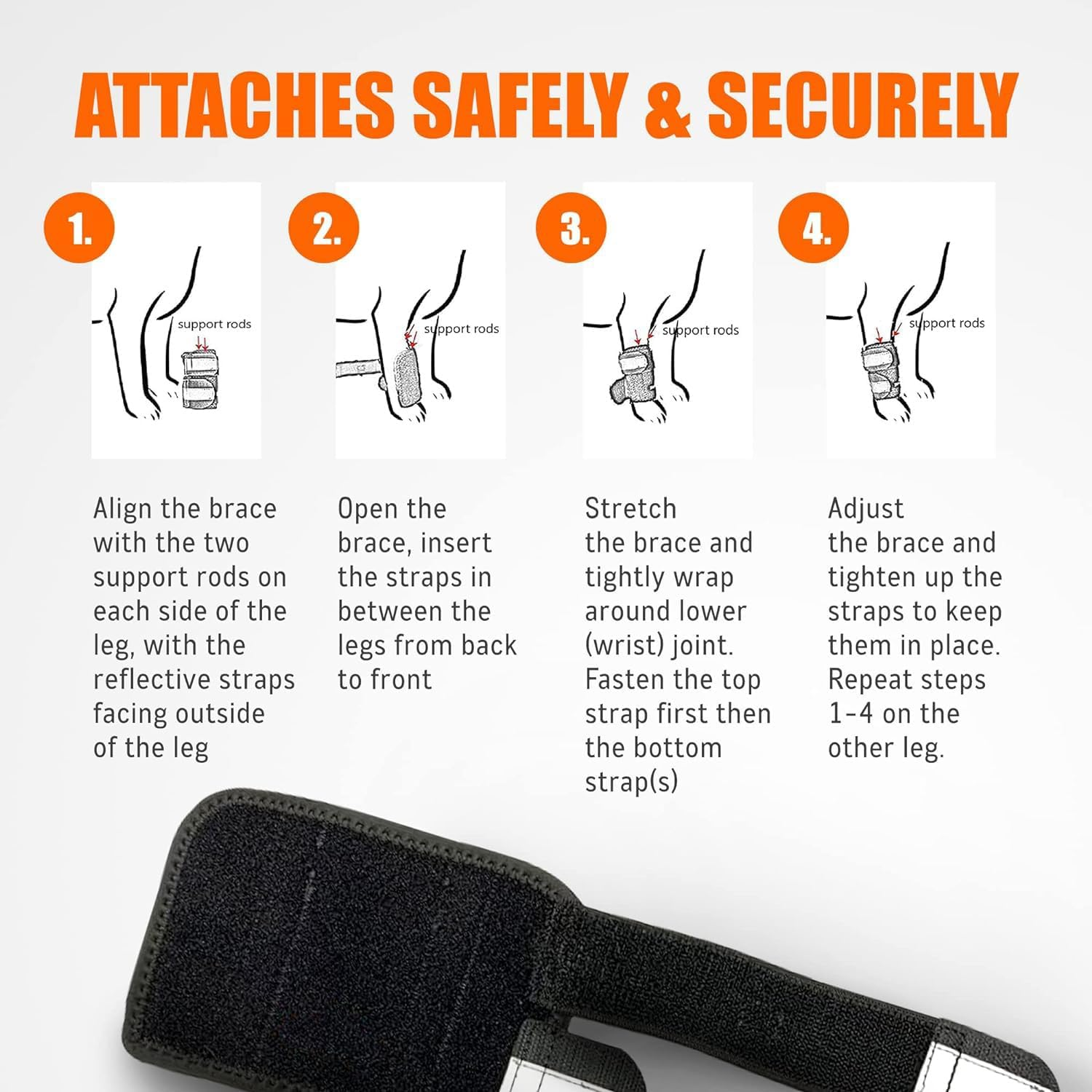 Dog Wrist Guards with Side Metal Splints Provide More Support for the Canine'S Front Legs, Aiding in Cruciate Ligaments, Wound Healing, and Loss of Stability in Arthritis (L, Black) image number 5