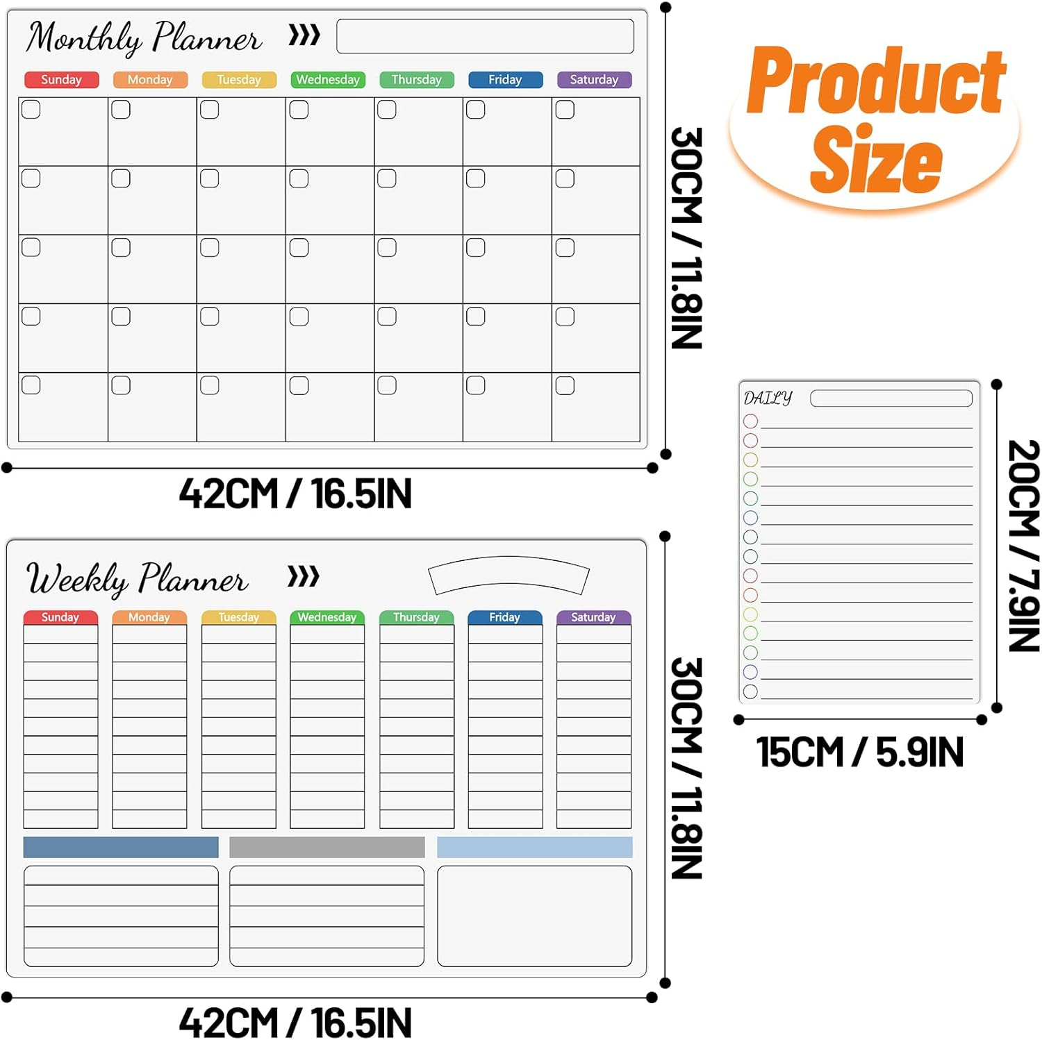 3Pack Dry Erase Magnetic Calendar for Refrigerator 16.5"X11.8"-Monthly,Weekly,Daily Planning Board,With 6 Markers,Pen Holder and Towel for Family Schedules, Menus, Shopping, To-Do Lists image number 4