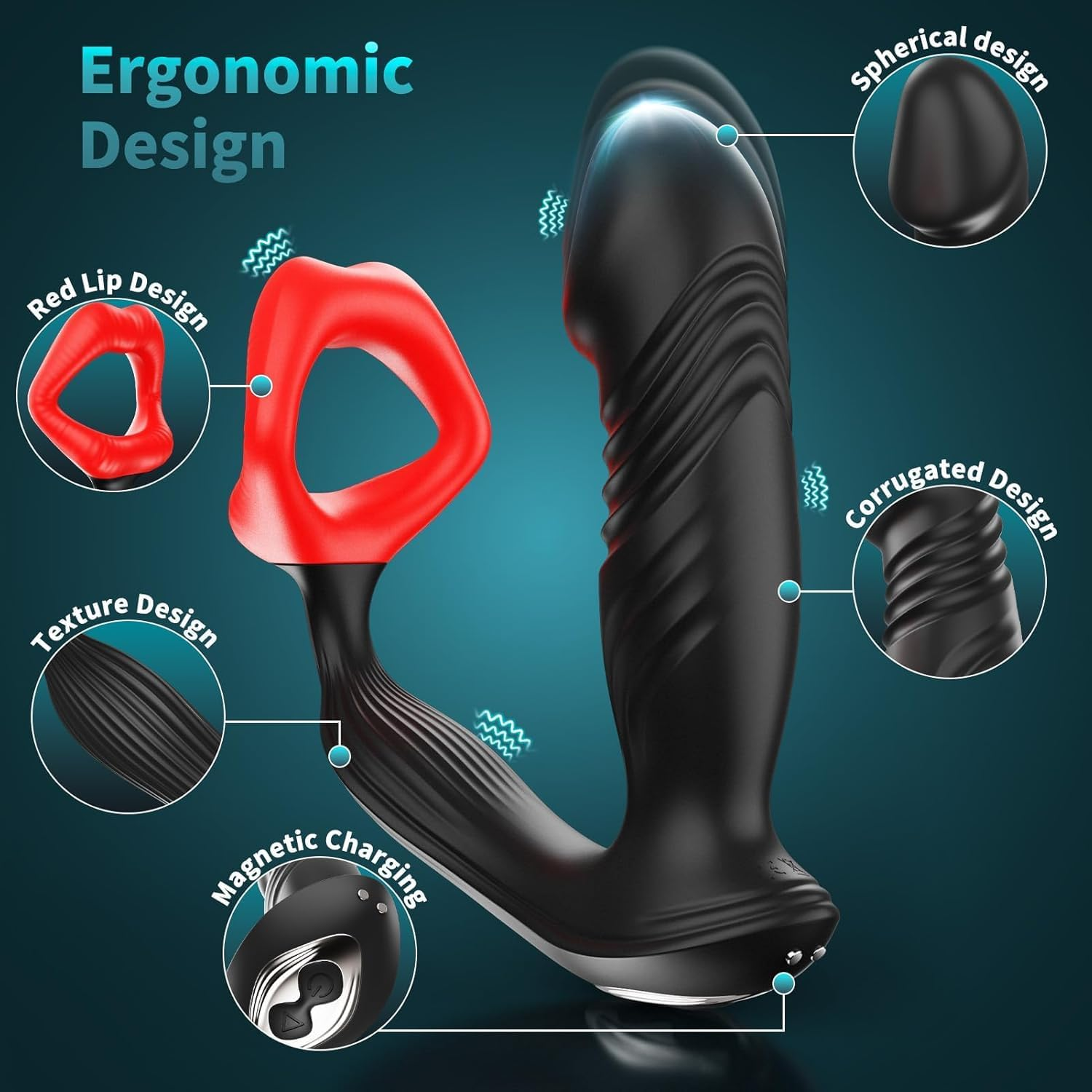 4 in 1 Prostate Sex Toys Male Massager, Vibrator with Penile Ring, APP Controlled Male Expander, Anal Plug Dildo Vibrator with 9 X 9 Thrust Modes Vibrating Portabl for Couple Sex Toys image number 1