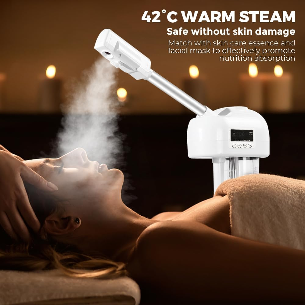 ALSTON Professional Facial Steamer Humidifier 3IN1 Ozone Spa Salon Adjustable Height with LCD Display and Timer Rolling Wheels for Beauty Skin Facial Clean image number 6