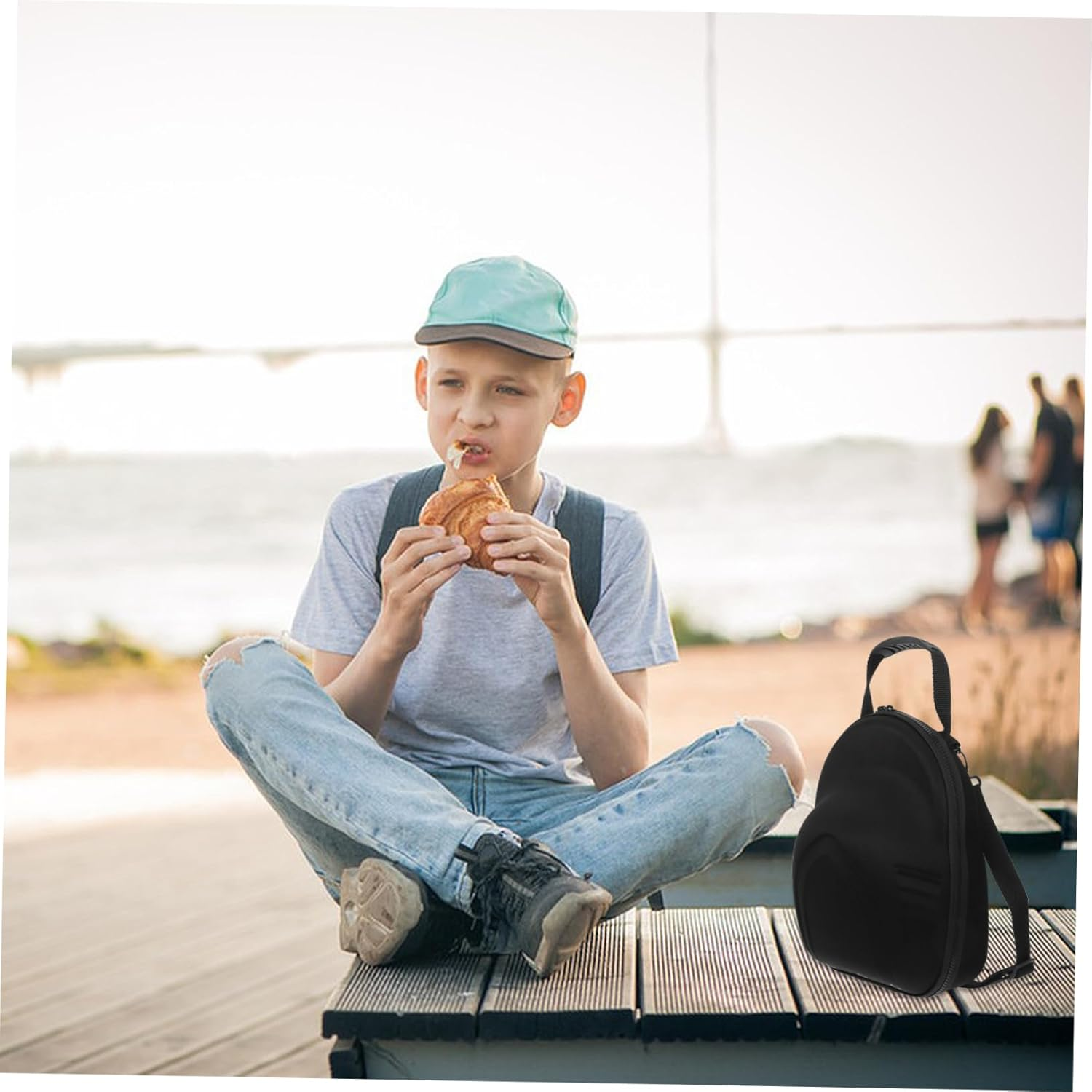 TOGEVAL Cap Storage Bag for Baseball Hats Travel Case Adjustable Shoulder Strap Hard Eva Material Organizer Box for Travel image number 3