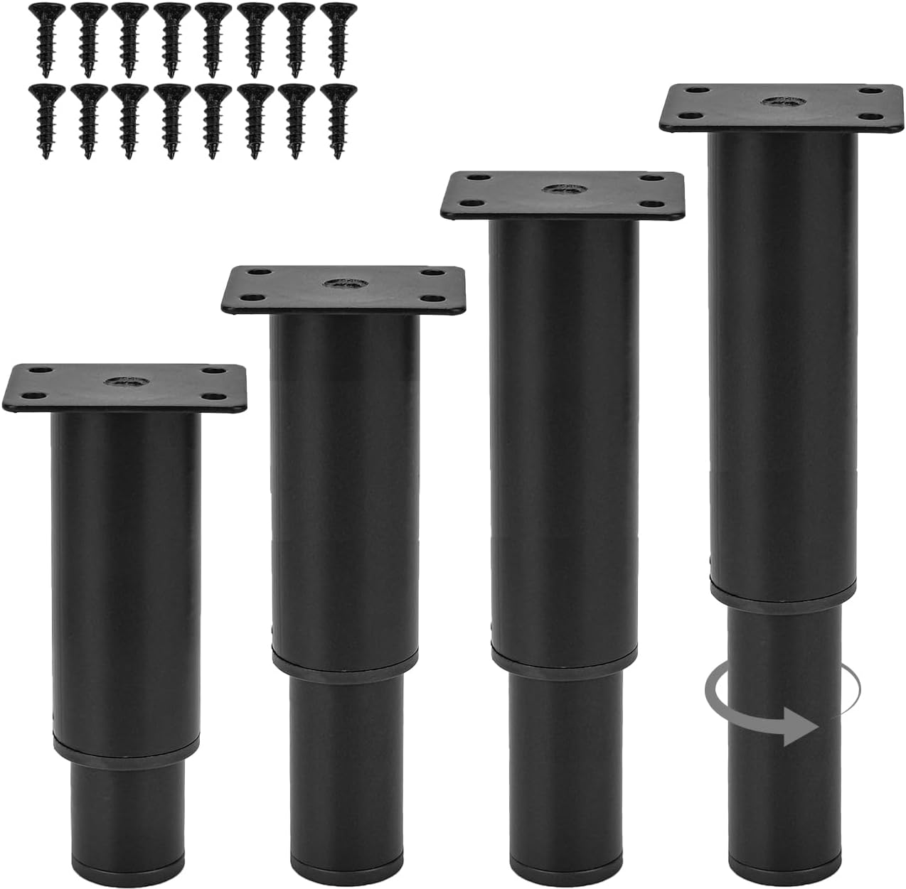 5-7 Inch / 12-18Cm Adjustable Metal Furniture Legs, Set of 4 Heavy Duty Bed Frame Center Slat Support Legs DIY Replacement Feet for DIY Cabinet Couch Tvstand Chair Desk White