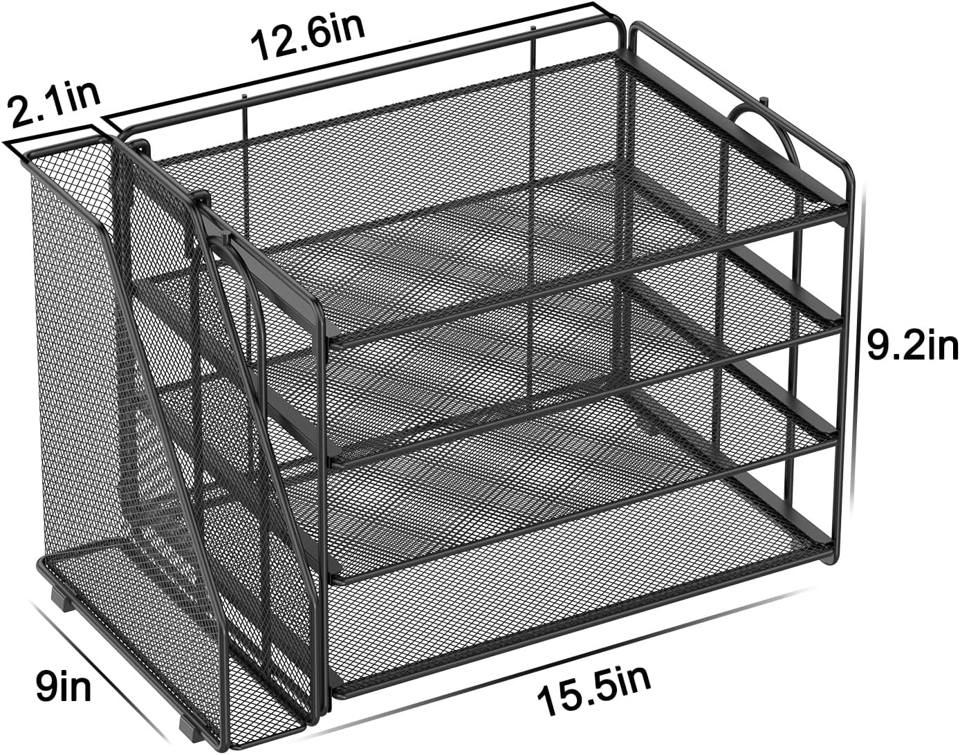 Spacrea Desk Organizers and Accessories, Paper Organizer for Desk with File Organizer, Desk Accessories & Workspace Organizers for Catalog & Reference Racks (Black) image number 5
