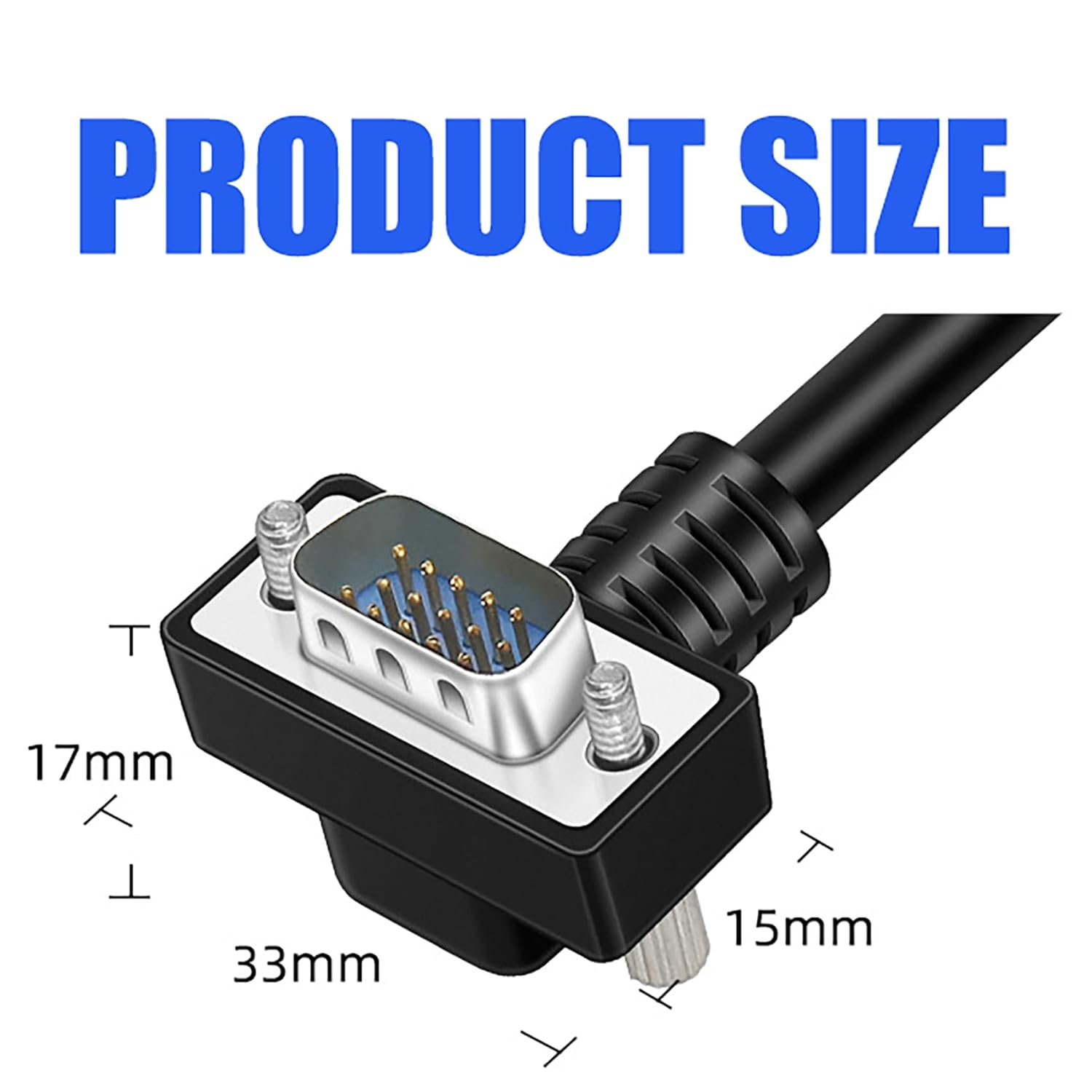 Tunghey 90 Degree Right Angle VGA Cable, down Angle VGA Male to VGA Male Cable 1080P Full HD Computer Monitor Cable for Computer PC Laptops TV Projectors (1.5M) - 0.5M image number 3