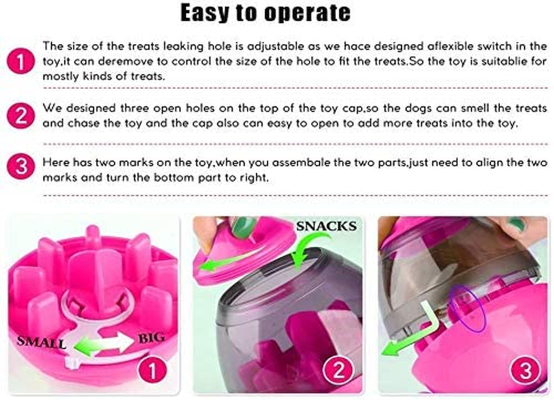 EZONEDEAL IQ Treat Ball Dog Toy for Dogs & Cats Chewing Food Ball, Fun and Interactive Treat, Best Alternative to Bowl Feeding, Feeding Training Puppy for Dogs and Cats (Pink) image number 4