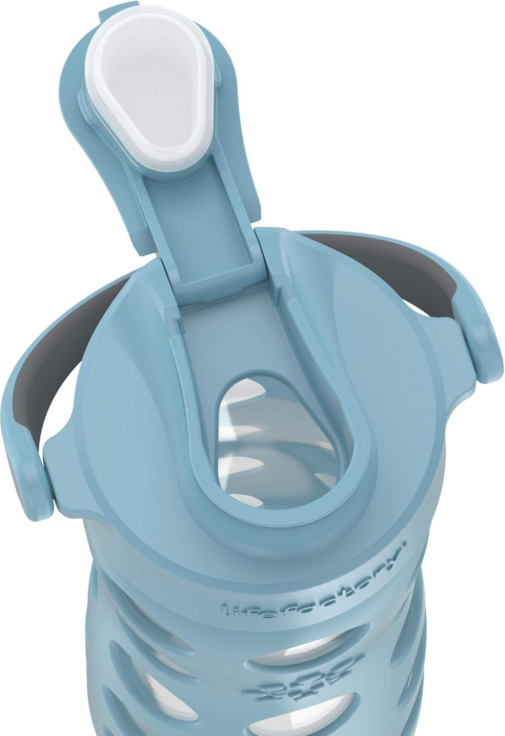 Lifefactory 16-Ounce Glass Water Bottle with Active Flip Cap and Protective Silicone Sleeve, Denim image number 3