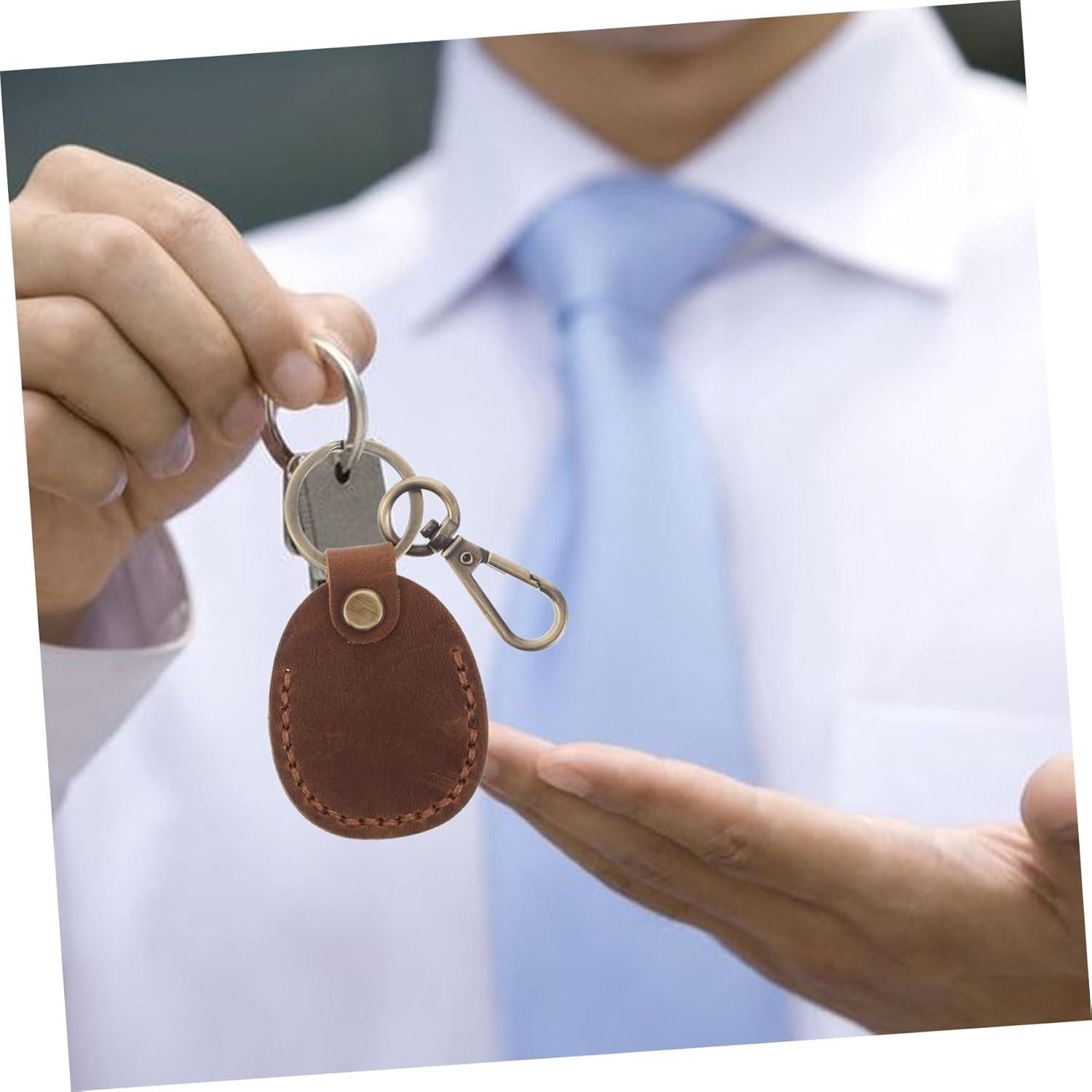 CORHAD 3Pcs Vintage Genuine Leather Access Card Holder Key Fob Case Set with Keychain for Women, Handmade Small Card Pouch Compatible with NFC Keys, Retro Style for Daily Use