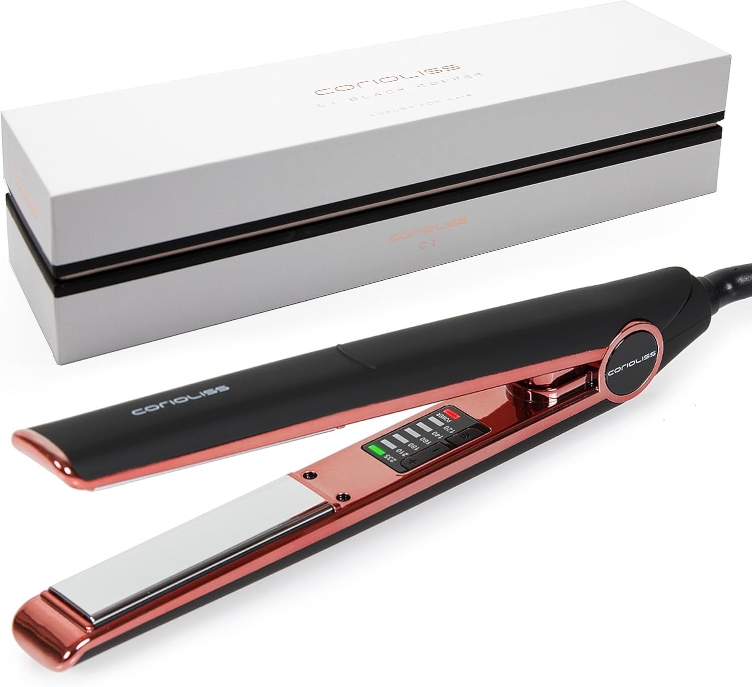 Corioliss C1 Digital Hair Straightener for Women Professional Titanium Plates Flat Iron (White Copper)