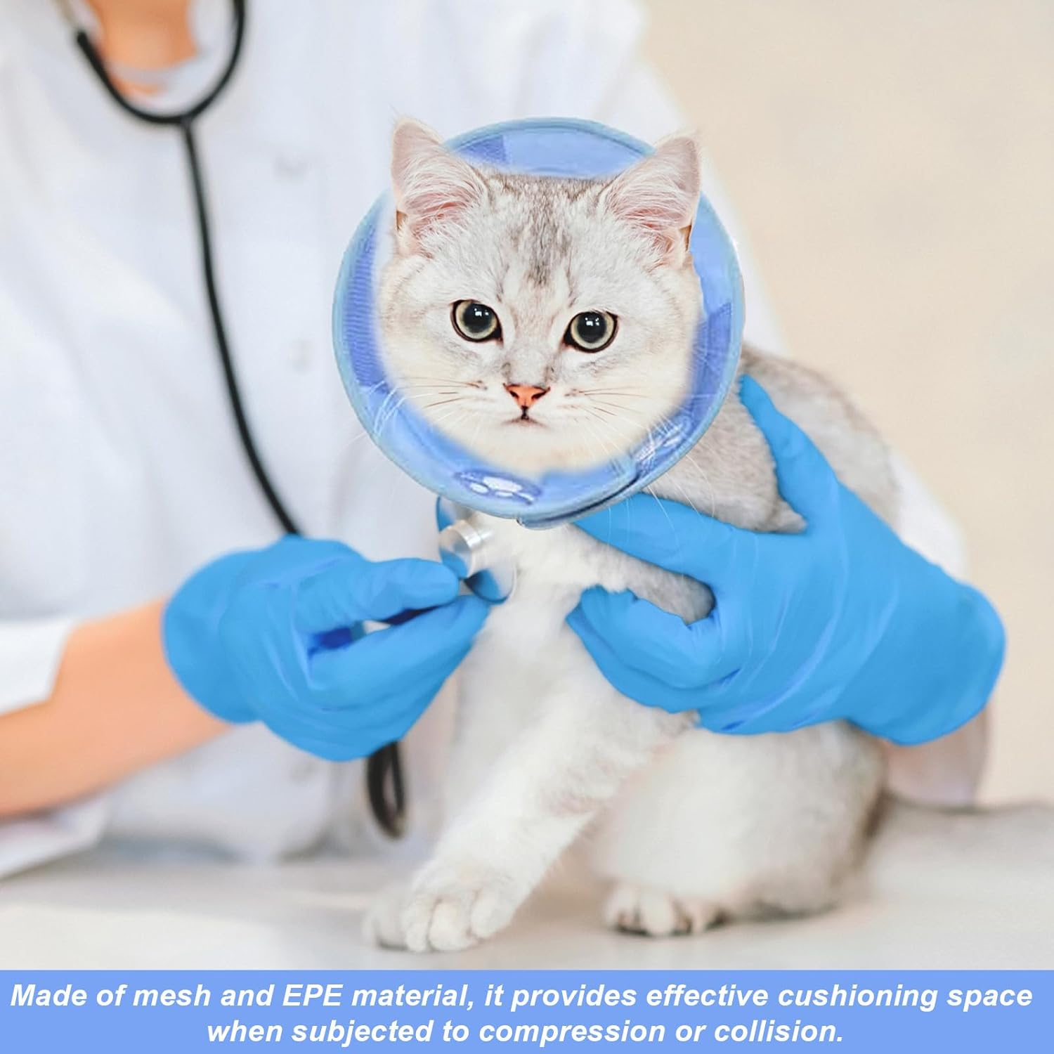 Adjustable Cat Collar, Cat, Collars for Cats, Collar for Cats, Soft Cat Collar, Cat Collar for Cats, Puppies, Prevents Licking Wounds (Blue, 14-24 Cm) image number 2