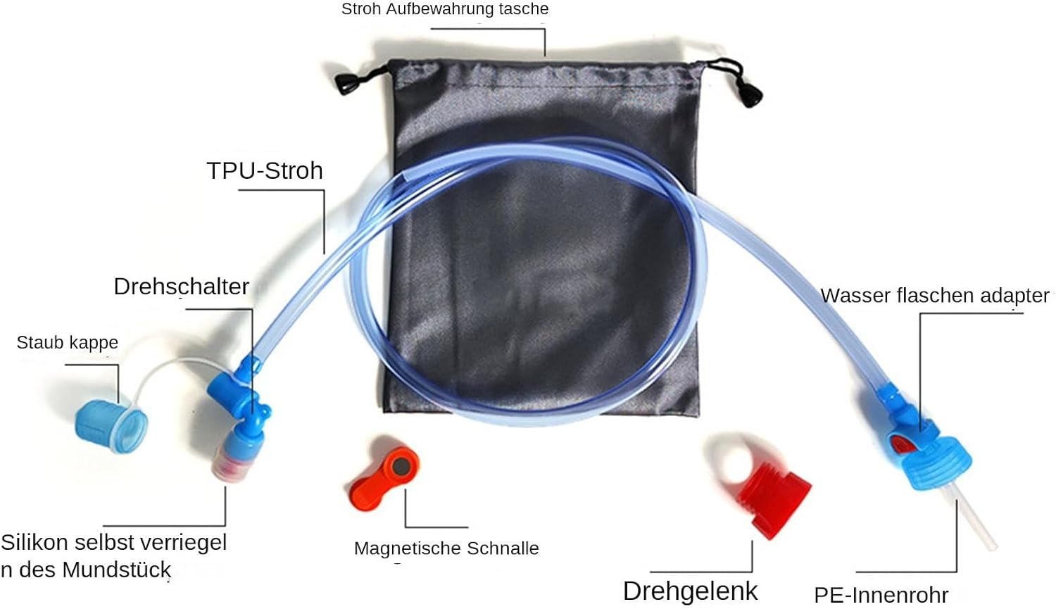 Leakproof Water Bladder - Hydration Tube for Hydration Pack | Hydration Tube, Portable Water Bottle Accessories for Hiking, Fishing, Climbing, Rafting, Camping, Outdoor Activities and Travel image number 5