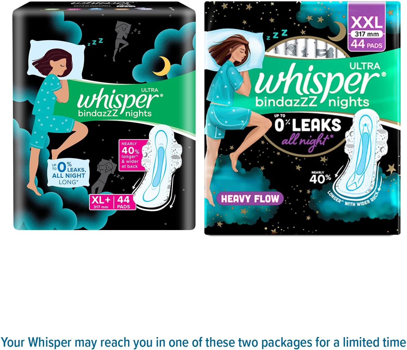 Whisper Ultra Night Sanitary Pads for Women, XL+ 30 Napkins image number 3