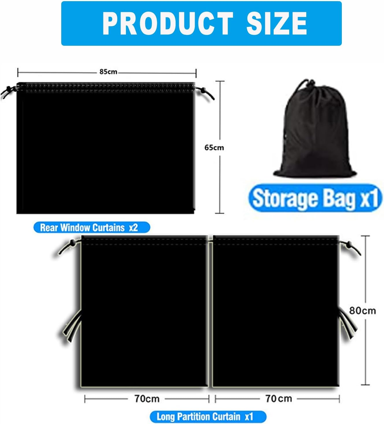 BEANPRECOY 3Pcs Car Privacy Curtains 95 Percent Blackout Car Window Covers UV Protection for Car Camping Breathable Comfortable Easy to Clean Rear Seat Curtains Adapt to All Kinds of Cars Suvs Pickups image number 3